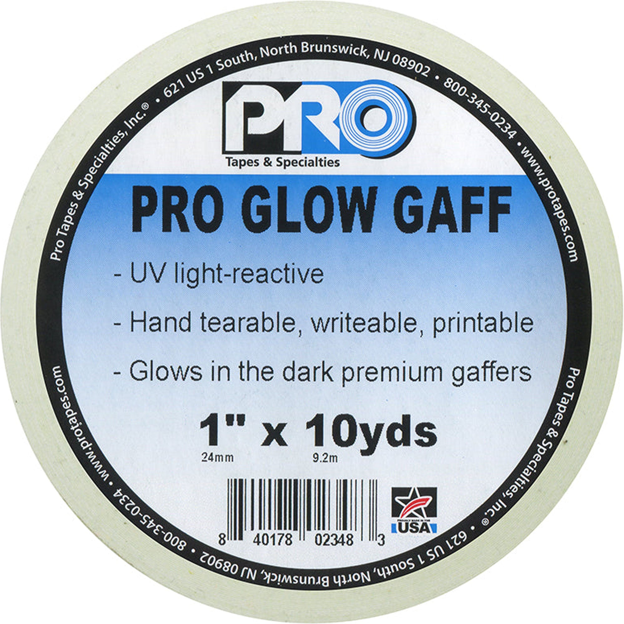 ProTapes Pro Glow Gaff Glow in the Dark Gaffers Tape 1" x 10yds