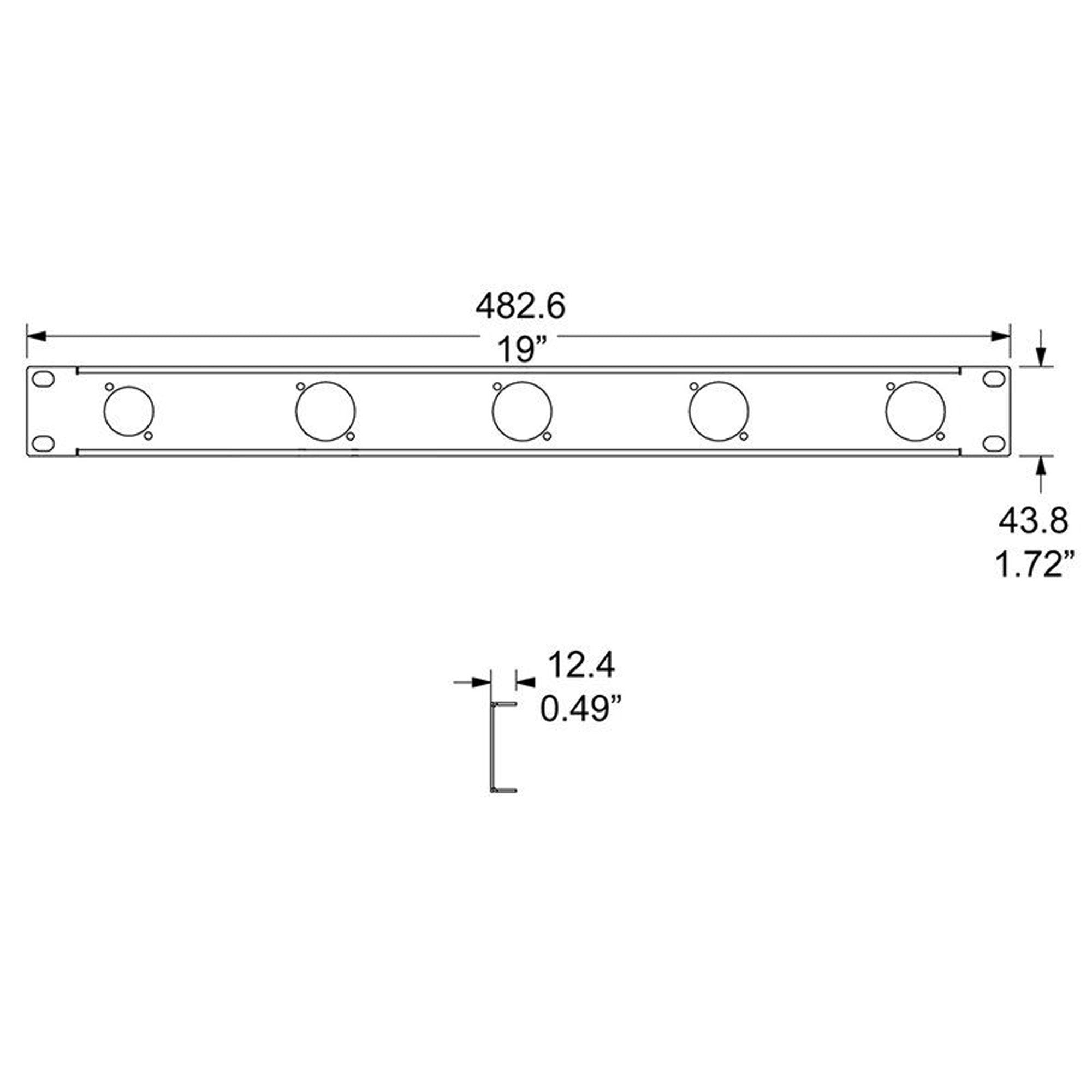 Penn Elcom R1268/1UK-05TR Rack Panel Steel Flanged Punched for 5 powerCON TRUE1 Connectors (1U)