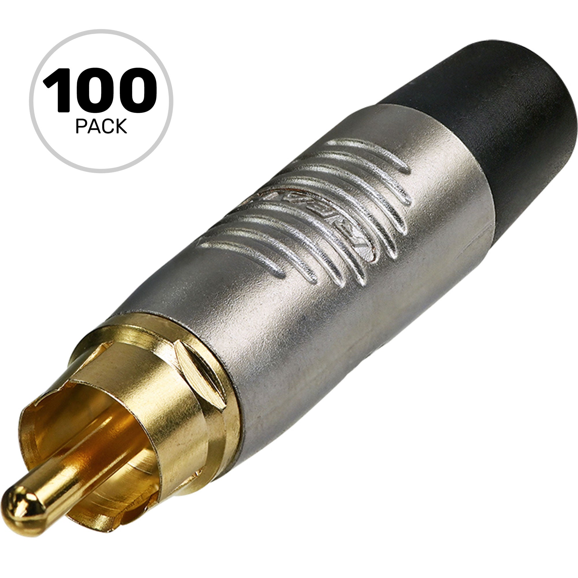 Neutrik Rean RF2C-AU-0 Male RCA Phono Plug with Gold Plated Contacts (Nickel/Black, Box of 100)