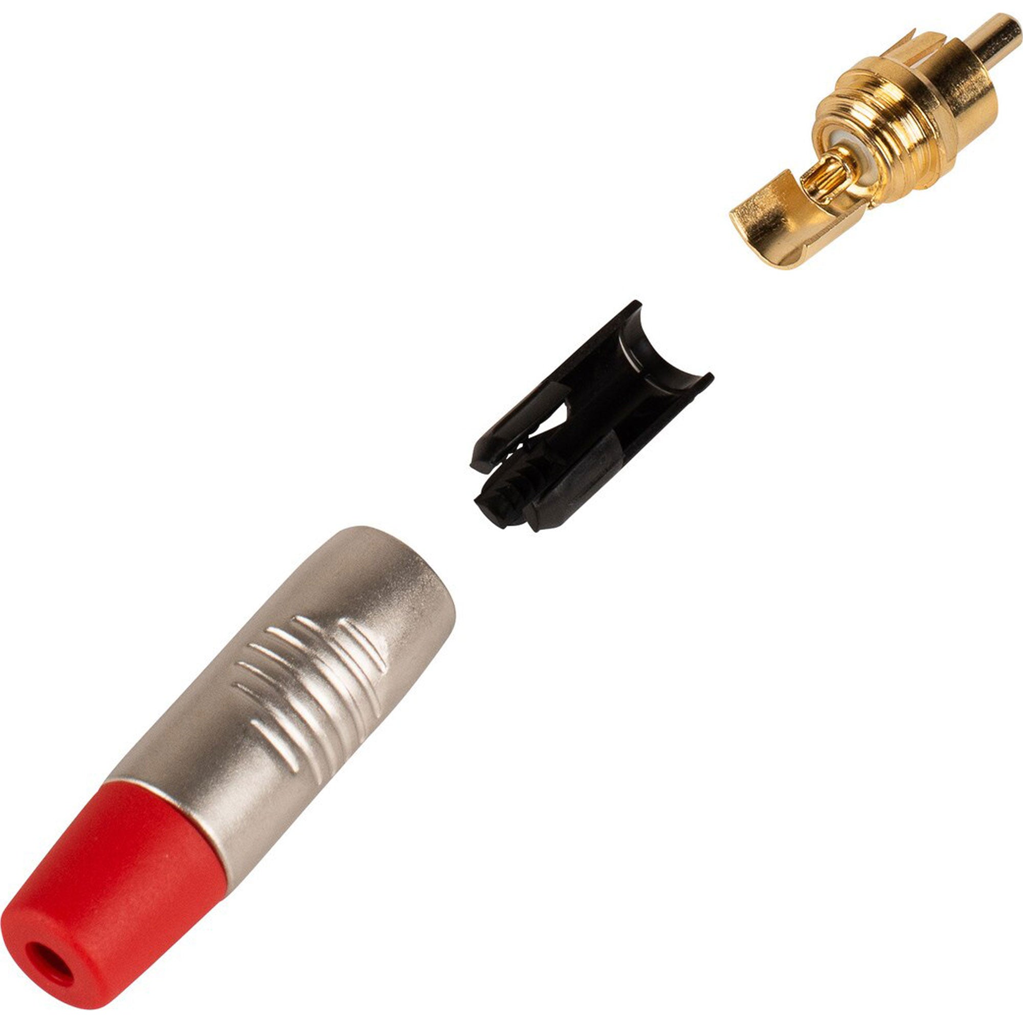 Neutrik Rean RF2C-AU-2 Male RCA Phono Plug with Gold Plated Contacts (Nickel/Red, Box of 100)