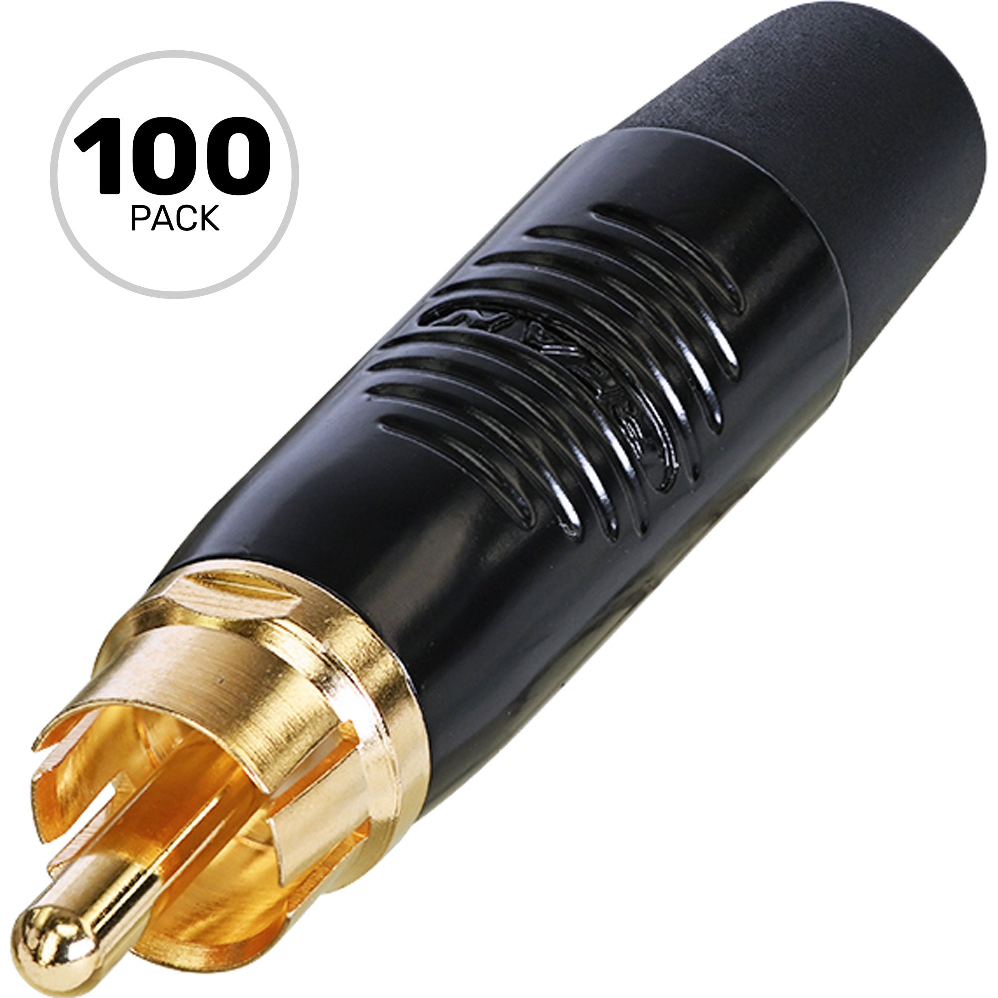Neutrik Rean RF2C-B-0 Male RCA Phono Plug with Gold Plated Contacts (Black/Black, Box of 100)