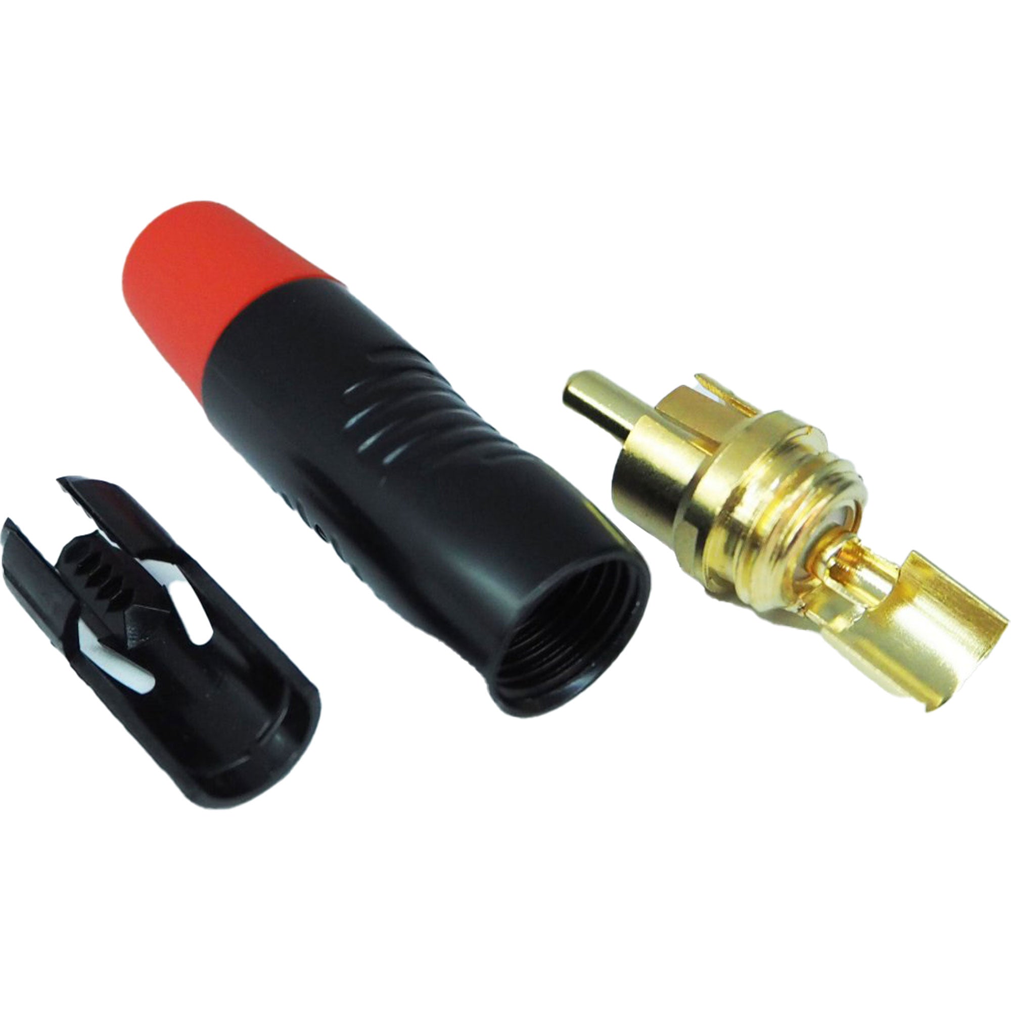 Neutrik Rean RF2C-B-2 Male RCA Phono Plug with Gold Plated Contacts (Black/Red, Box of 100)
