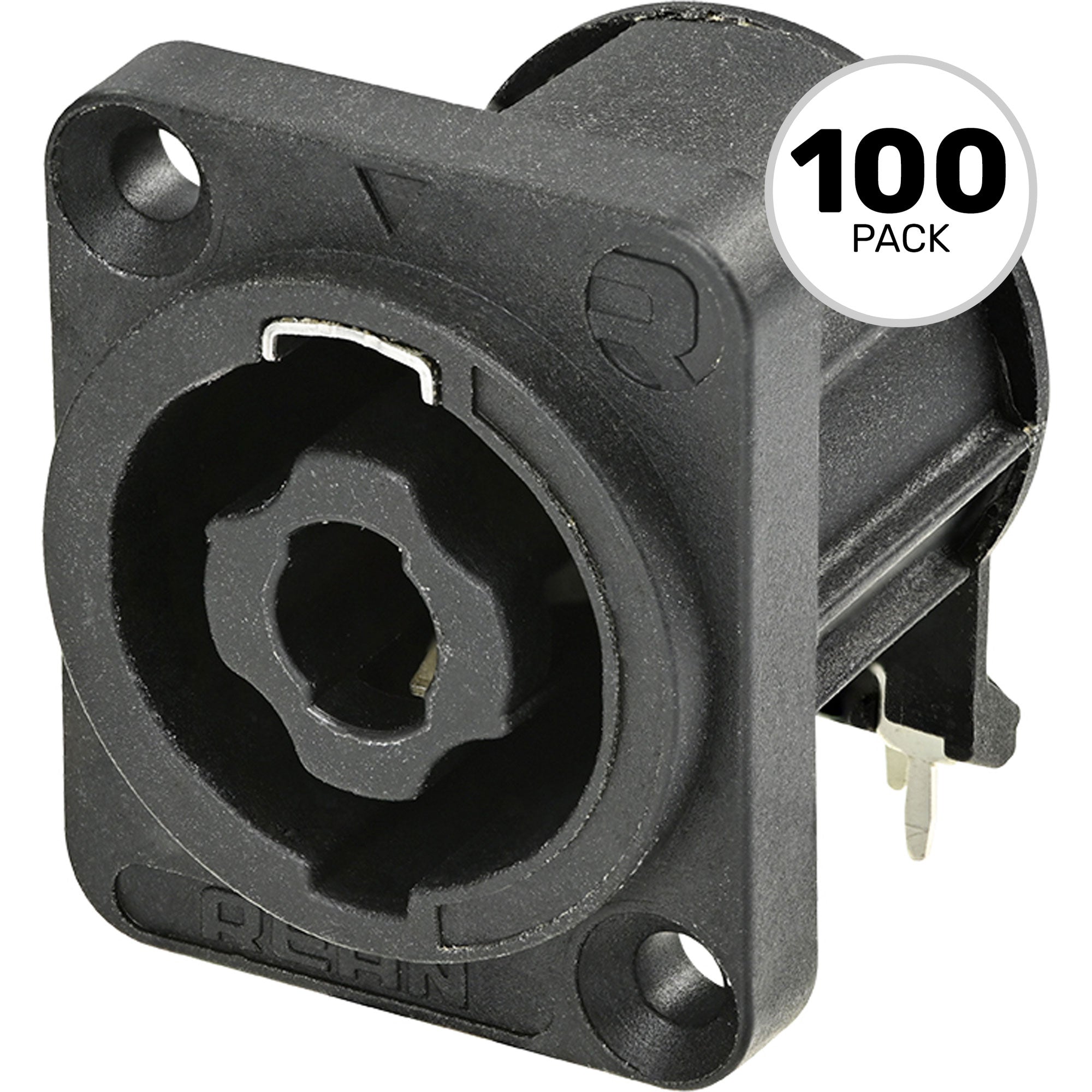 Neutrik Rean RLS4MDZ-H 4-Pole speakON Panel Mount Connector, PCB Contacts, Horizontal (Box of 100)