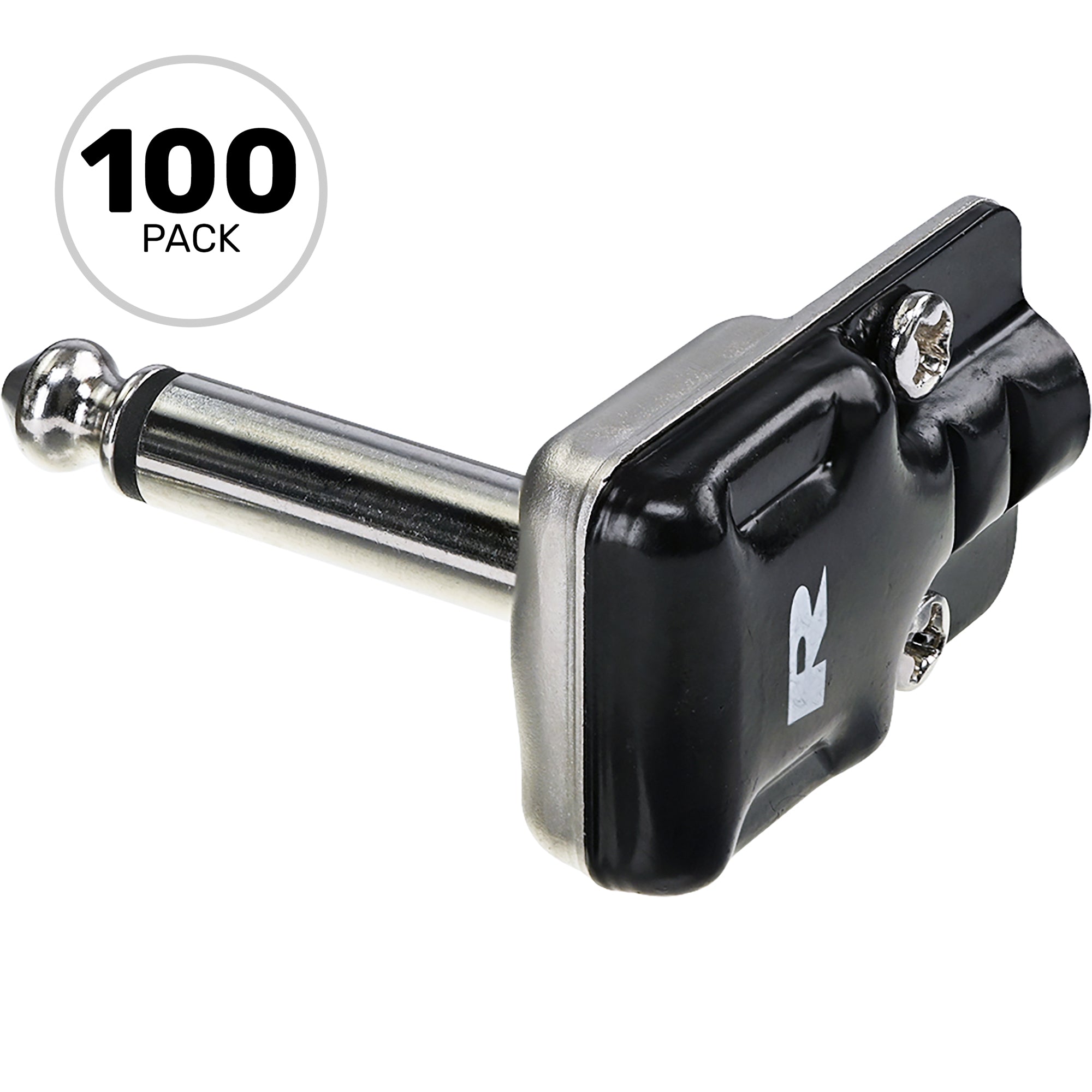 Neutrik Rean RP2RCF-BAG 1/4" TS Mono Pancake Right-Angle Plug (Black/Silver, Box of 100)