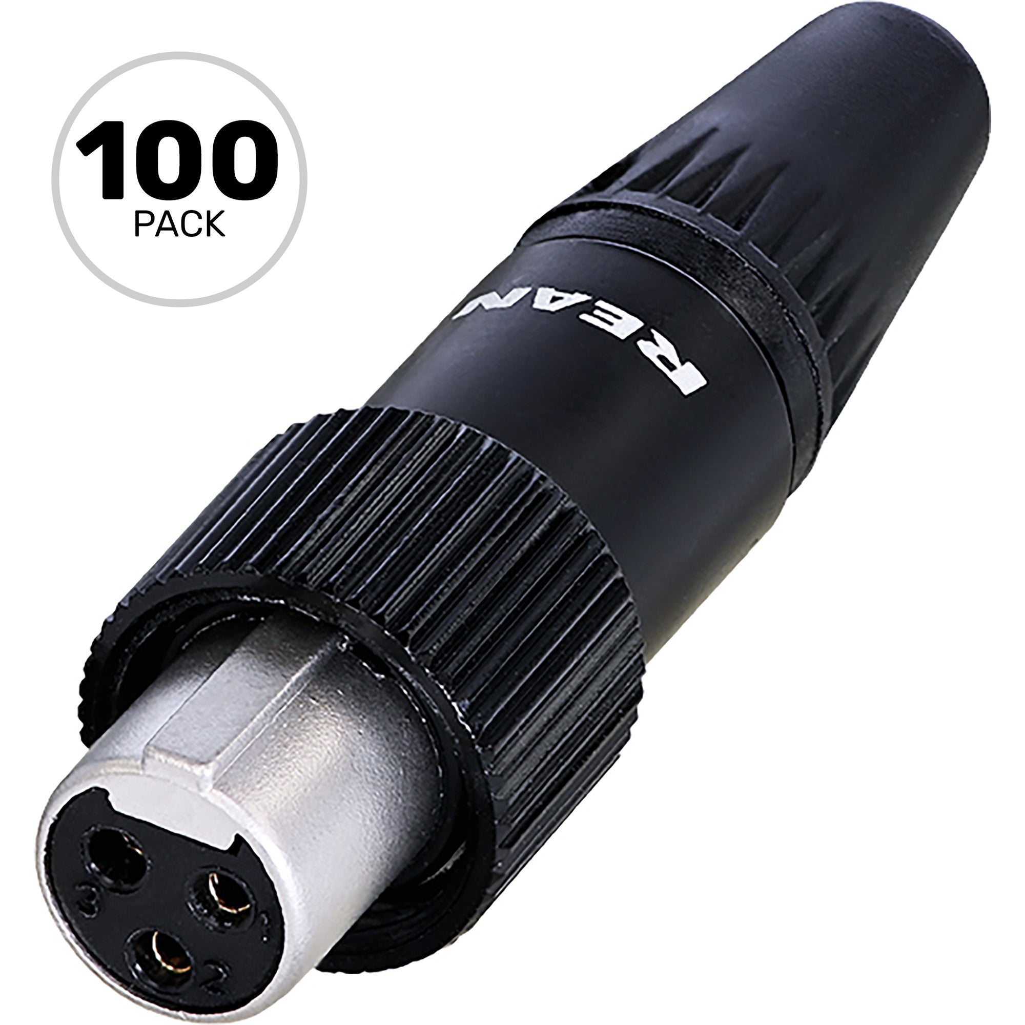 Neutrik Rean RT3FCT-B Screw Locking Female 3-Pin Tiny XLR Connector (Black/Gold, Box of 100)