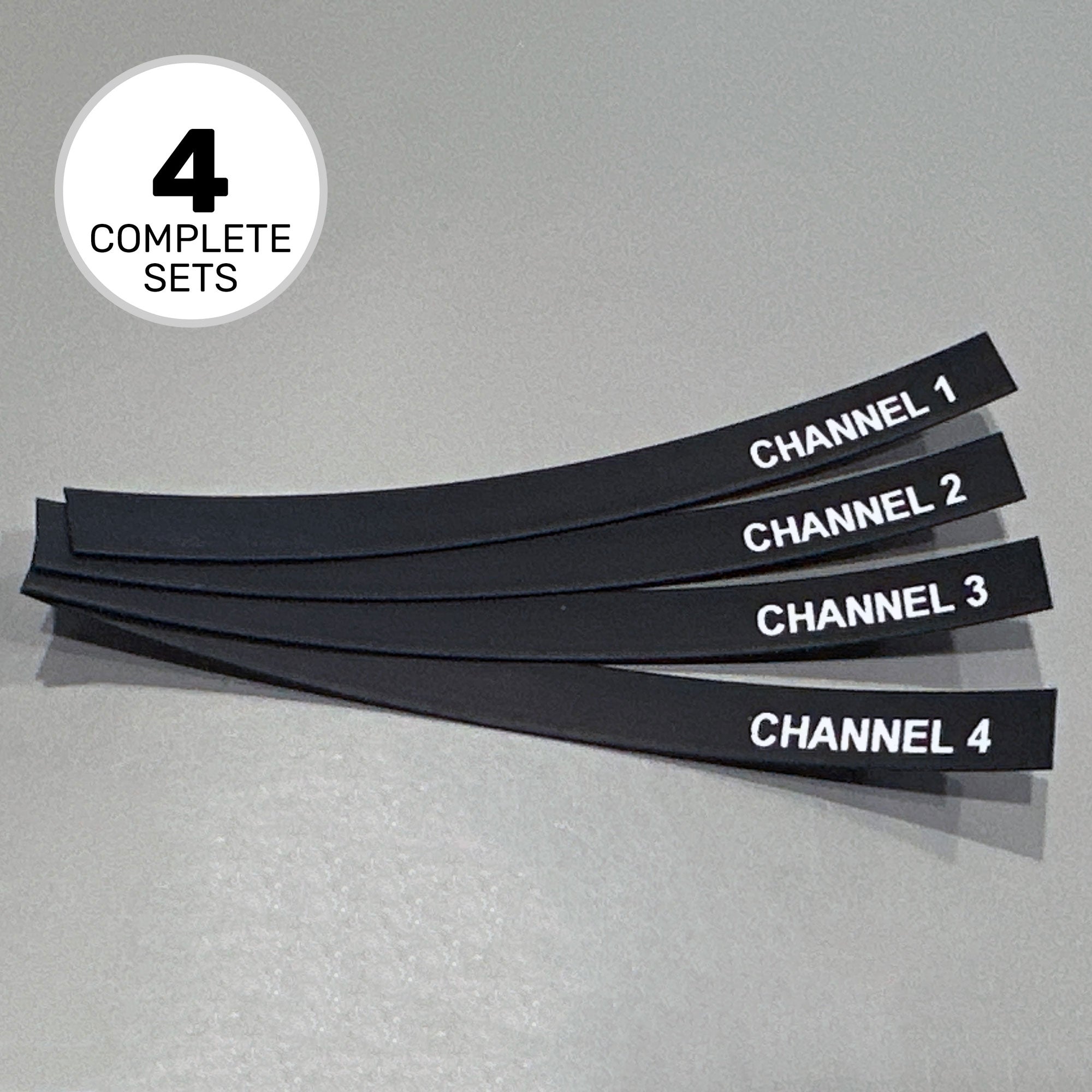Performance Audio 3/16" Heat Shrink Extra Long 4" Snake Channels Wire Marker Set (1-4, 4 of Each) Image 1