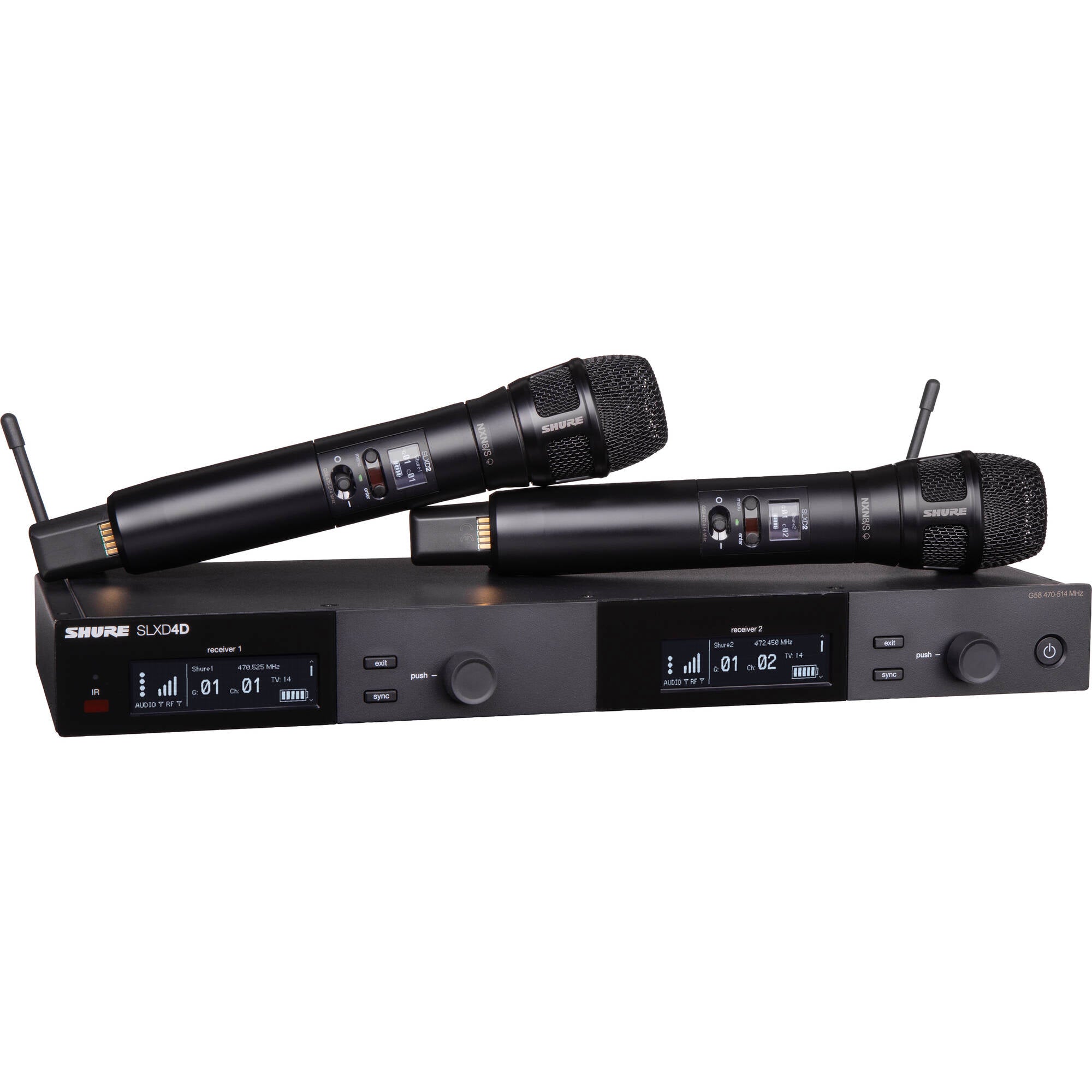 Shure SLXD24D/N8SB 2-Channel Digital Wireless Nexadyne 8/S Handheld Mic System (J52: 558-616 MHz)