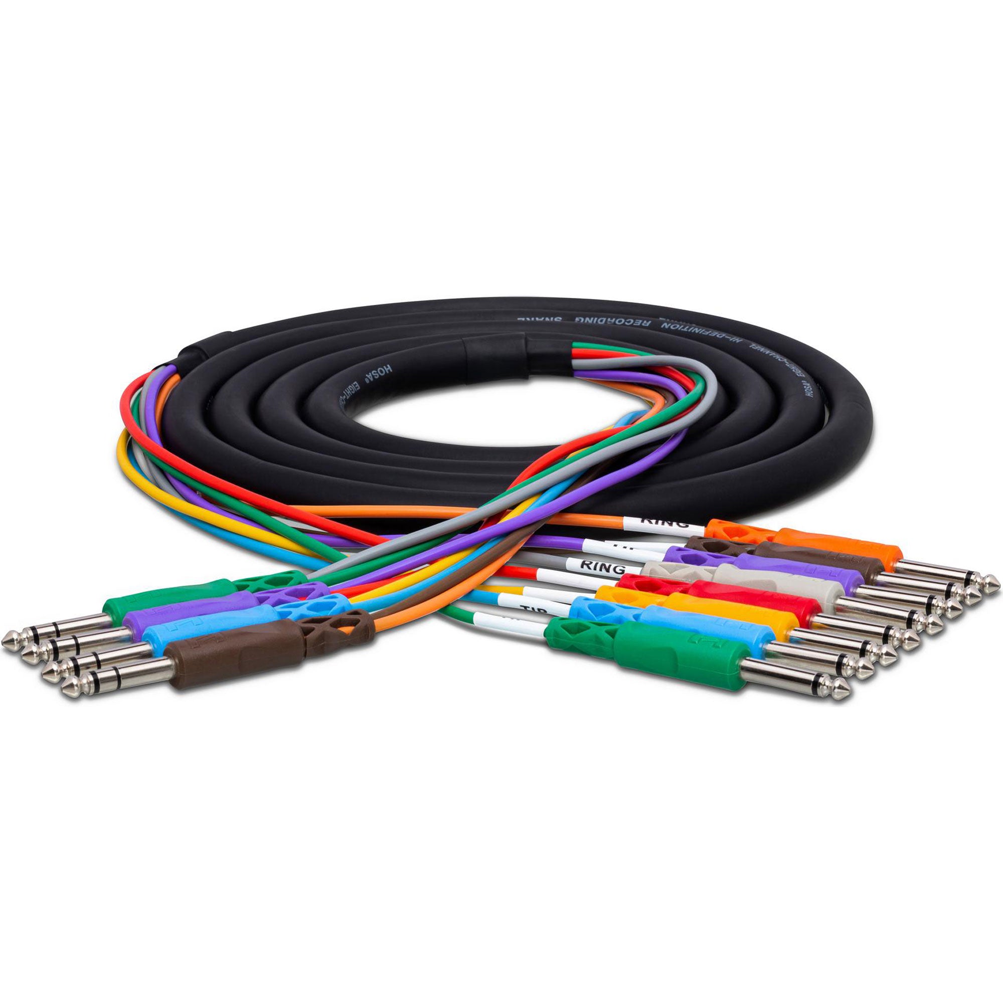 Hosa STP-804 Four TRS 1/4" Male to Eight TS 1/4" Male Insert Snake (13.2')