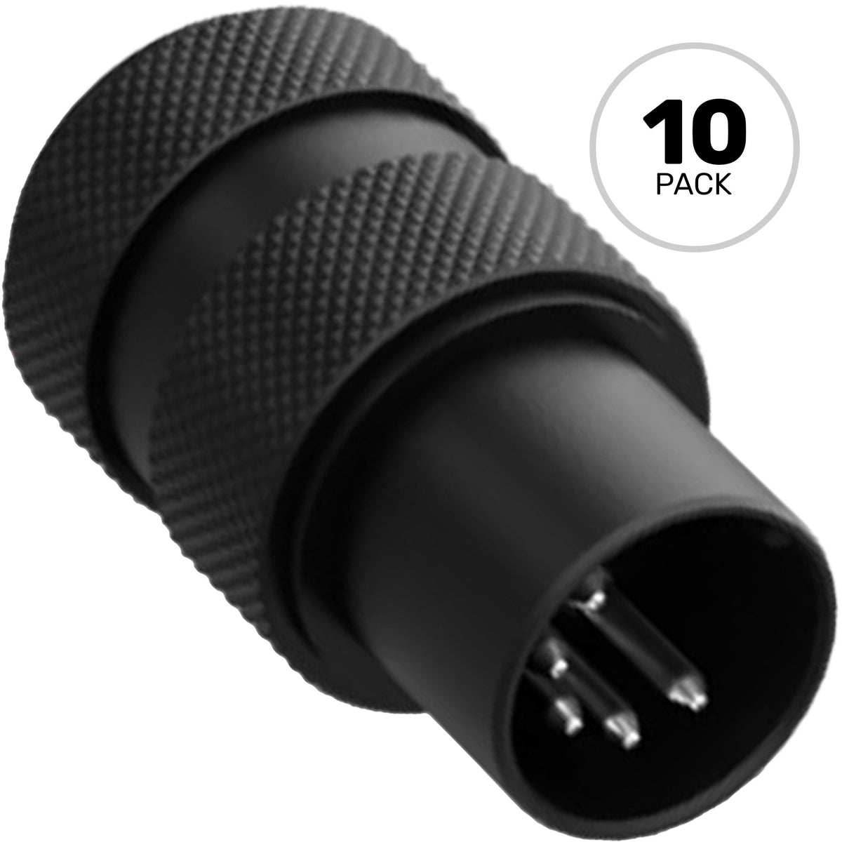 SquarePlug SPD5A-BK Low-Profile 90° Heavy-Duty Metal 5-Pin Male DIN MIDI Connector (Black, 10 Pack)