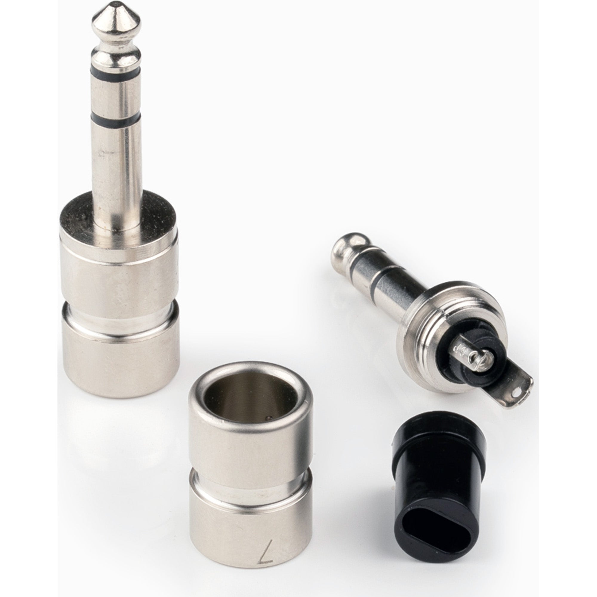 SquarePlug SPS7-S Compact Short Straight 1/4" TRS Stereo Cable Plugs (Matte Nickel, 100 Pack)