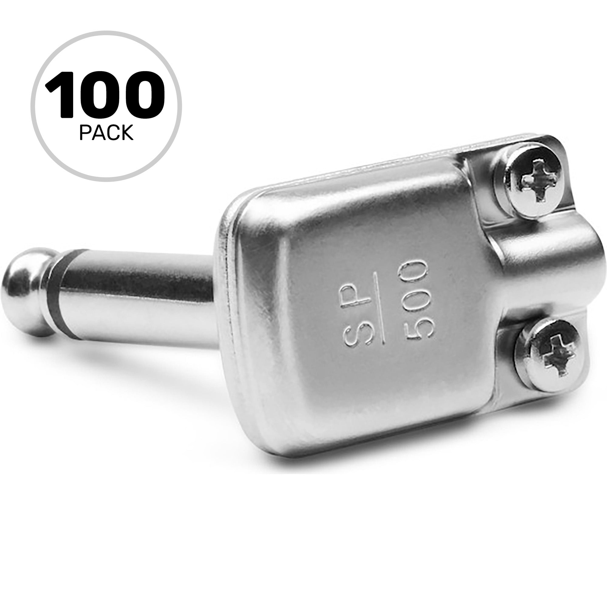 SquarePlug SP500 Compact Pancake Right-Angle 1/4" TS Mono Cable Plugs (Matte Nickel, 100 Pack)