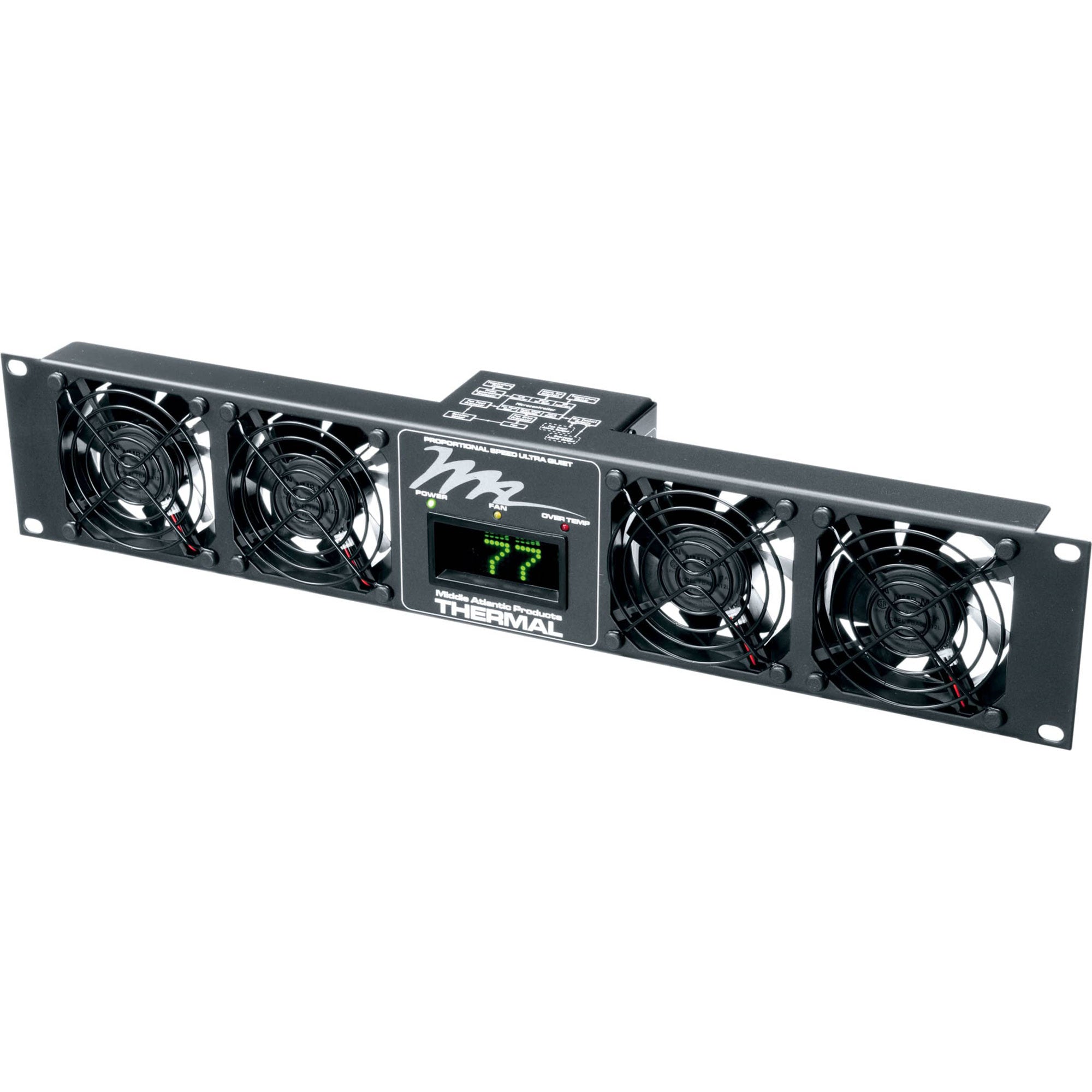 Middle Atlantic UQFP-4D Ultra Quiet Rack Fan Panel with Display (4 Fans)