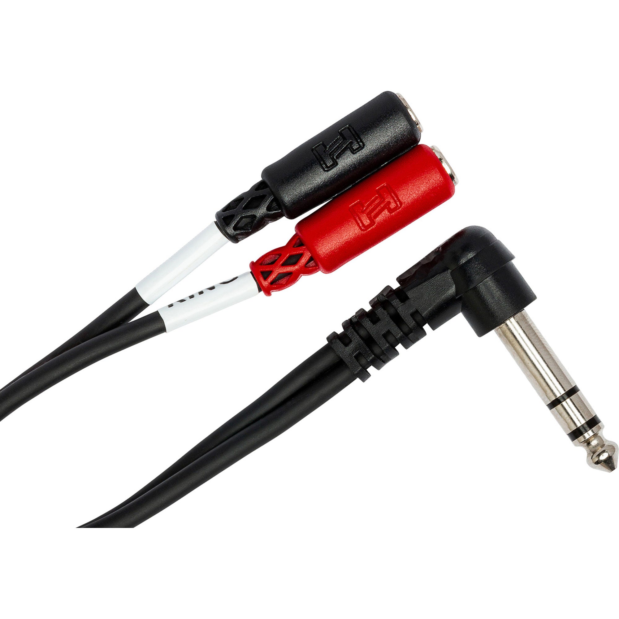 Hosa YPM-523 Right-Angle Male 1/4" TRS to Dual Female 3.5mm TRS Stereo Breakout Cable