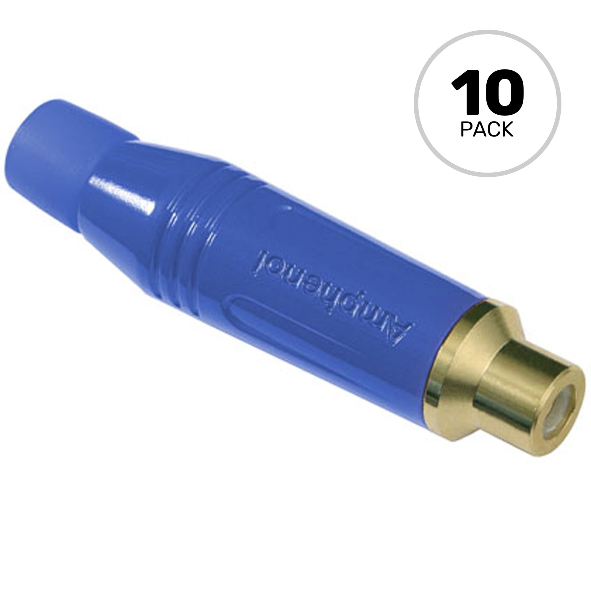 Amphenol ACJR-BLU Gold Plated Female RCA Phono Cable Mount Connector (Blue, 10 Pack)