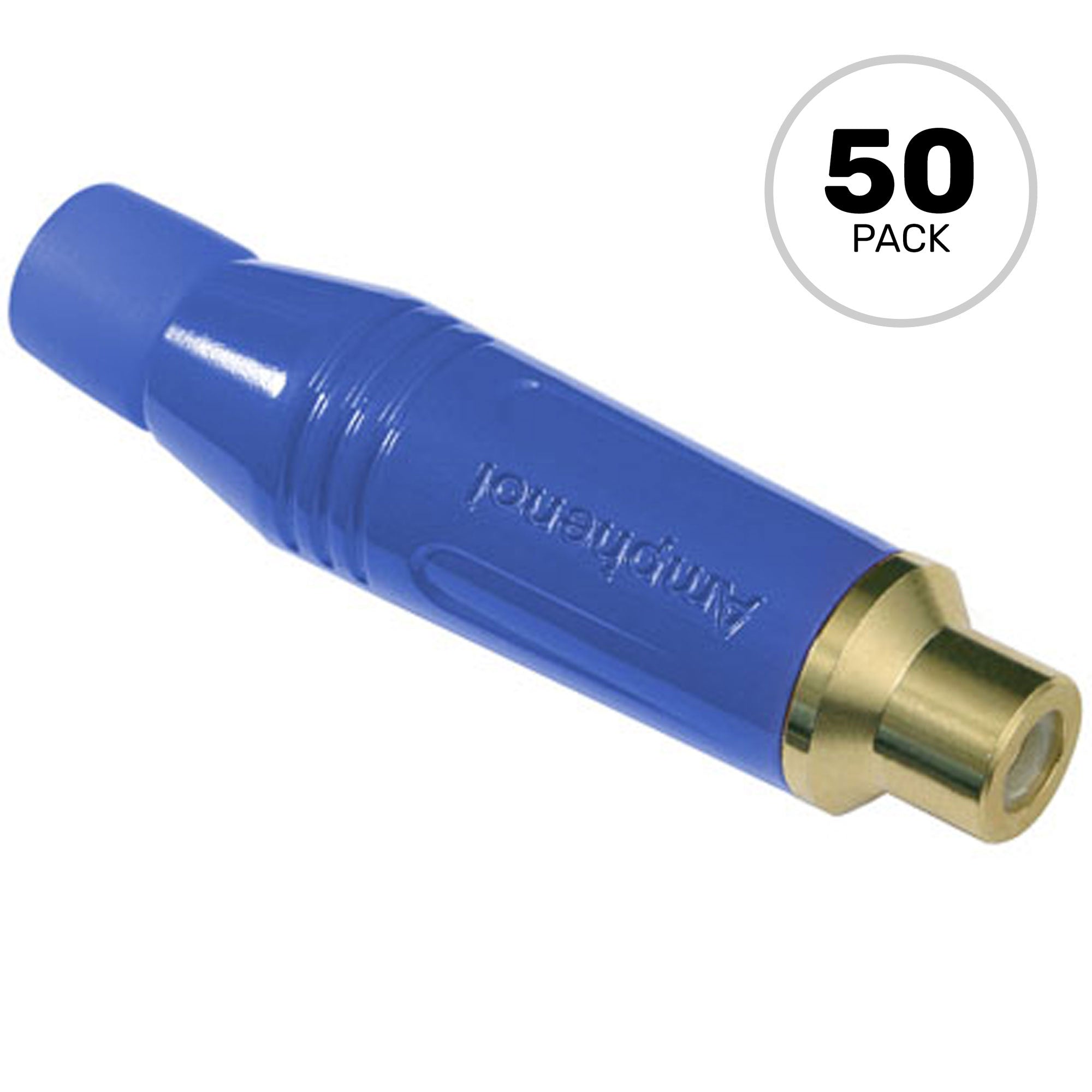 Amphenol ACJR-BLU Gold Plated Female RCA Phono Cable Mount Connector (Blue, 50 Pack)