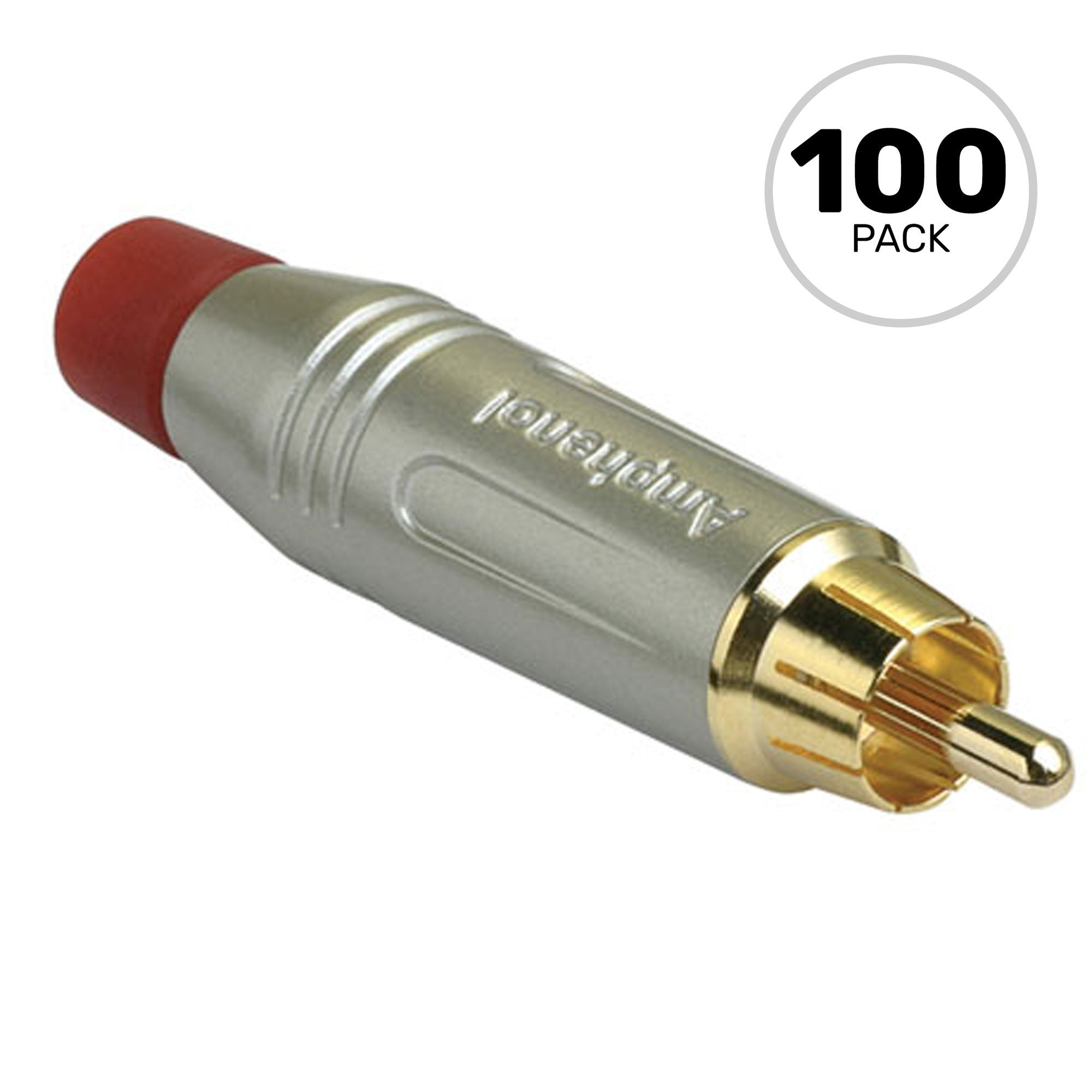 Amphenol ACPR-SRD Gold Plated Male RCA Phono Cable Mount Connector (Nickel/Red, Box of 100)