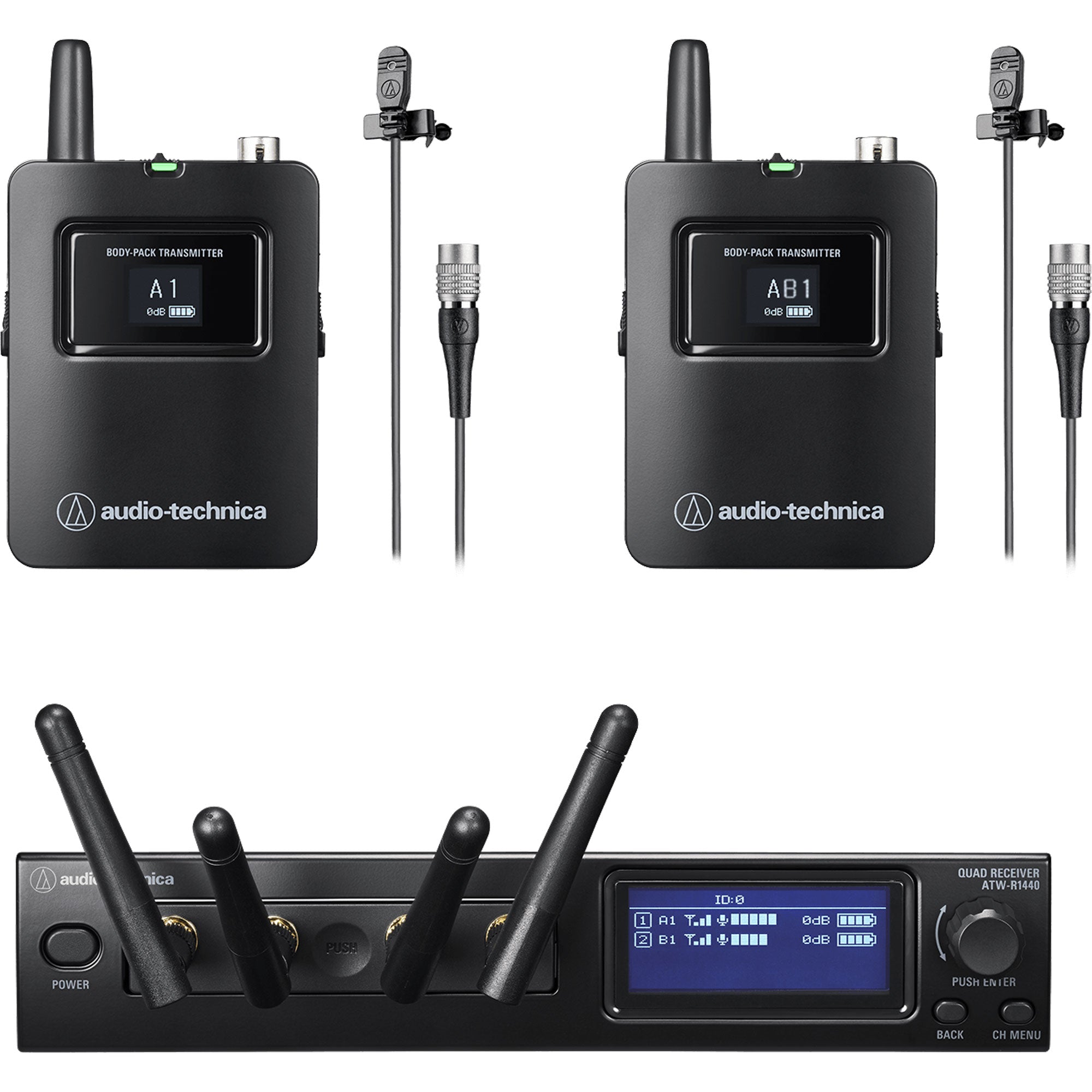 Audio-Technica ATW-1421/L System 20 PRO Dual Lavalier Wireless Microphone System (2.4 GHz)