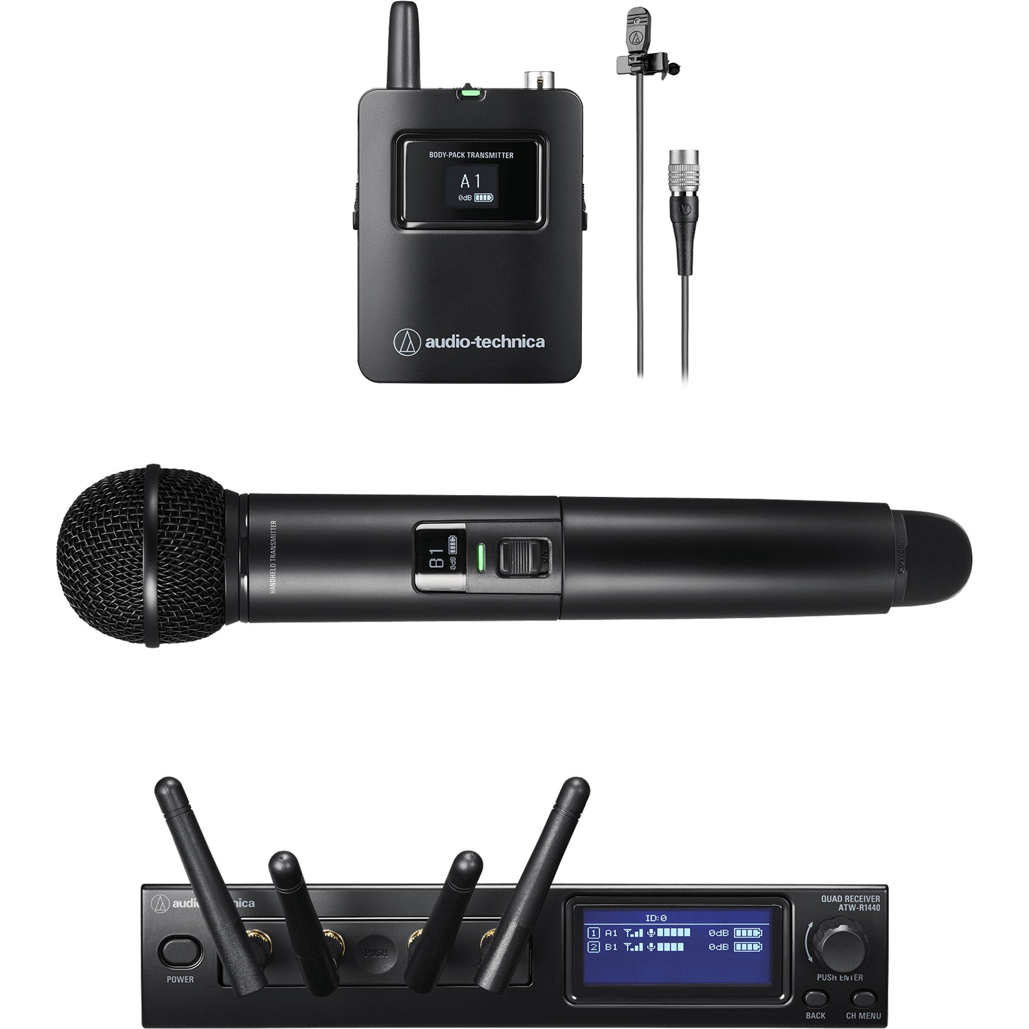 Audio-Technica ATW-1423/L System 20 PRO Dual Combo Handheld & Lavalier Wireless Mic System (2.4 GHz)