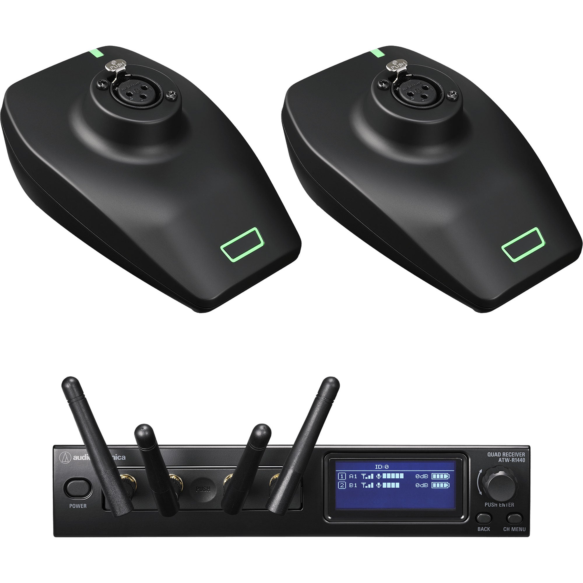 Audio-Technica ATW-1427 System 20 PRO Dual Desk Stand Wireless Microphone System (2.4 GHz)