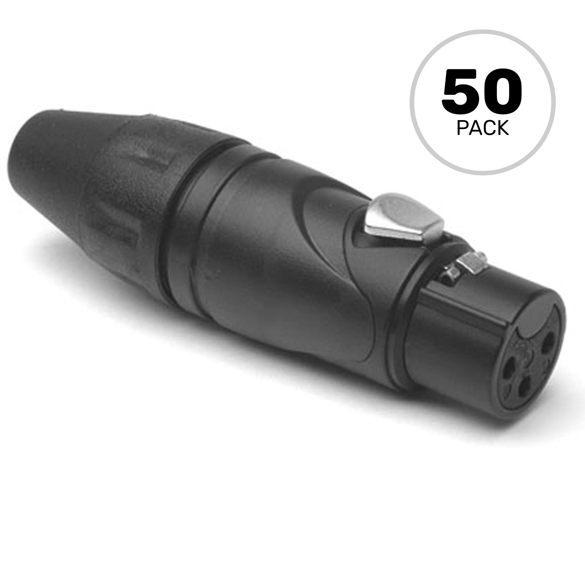 Amphenol AXX3FB Female 3-Pin XLR Cable Mount Connector with Diecast Shell (Black, 50 Pack)
