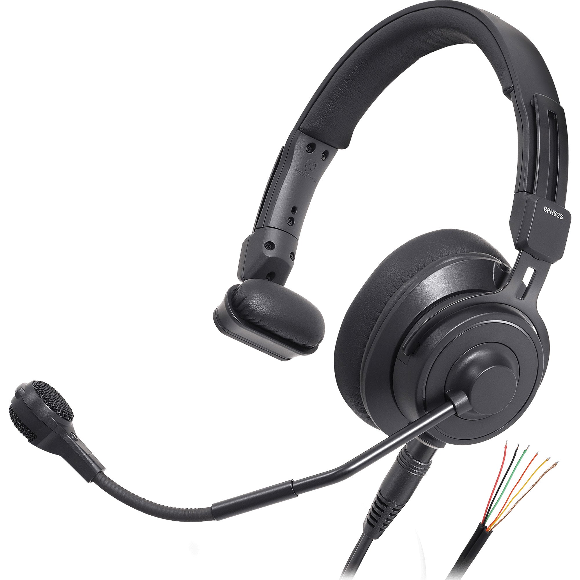 Audio-Technica BPHS2Sa-UT Single Ear Broadcast Headset with Dynamic Mic and Bare End Cable