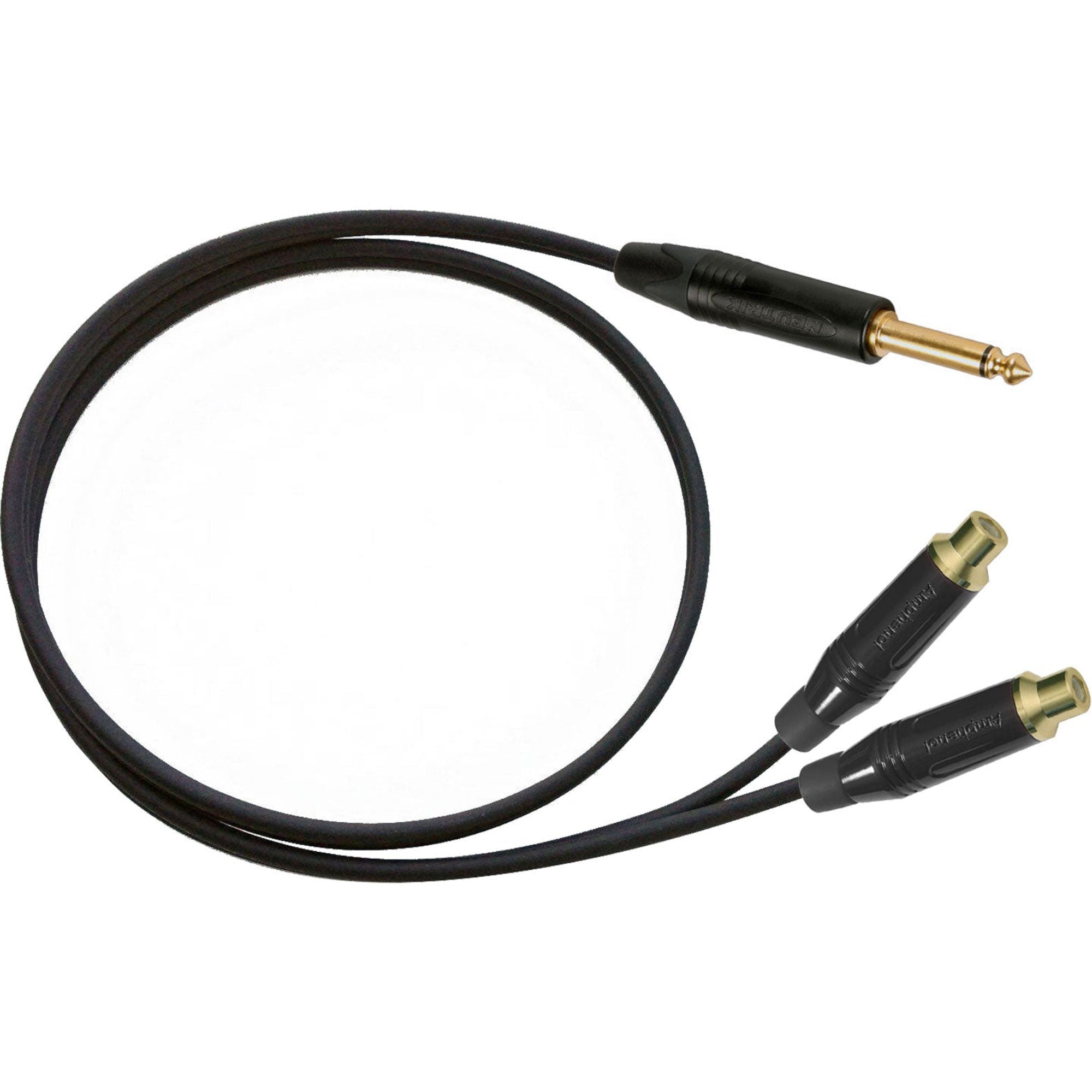 Custom Cables 1/4" TS to Dual RCA Y-Cable Splitter/Combiner Made from Mogami W2528 & Pro Connectors