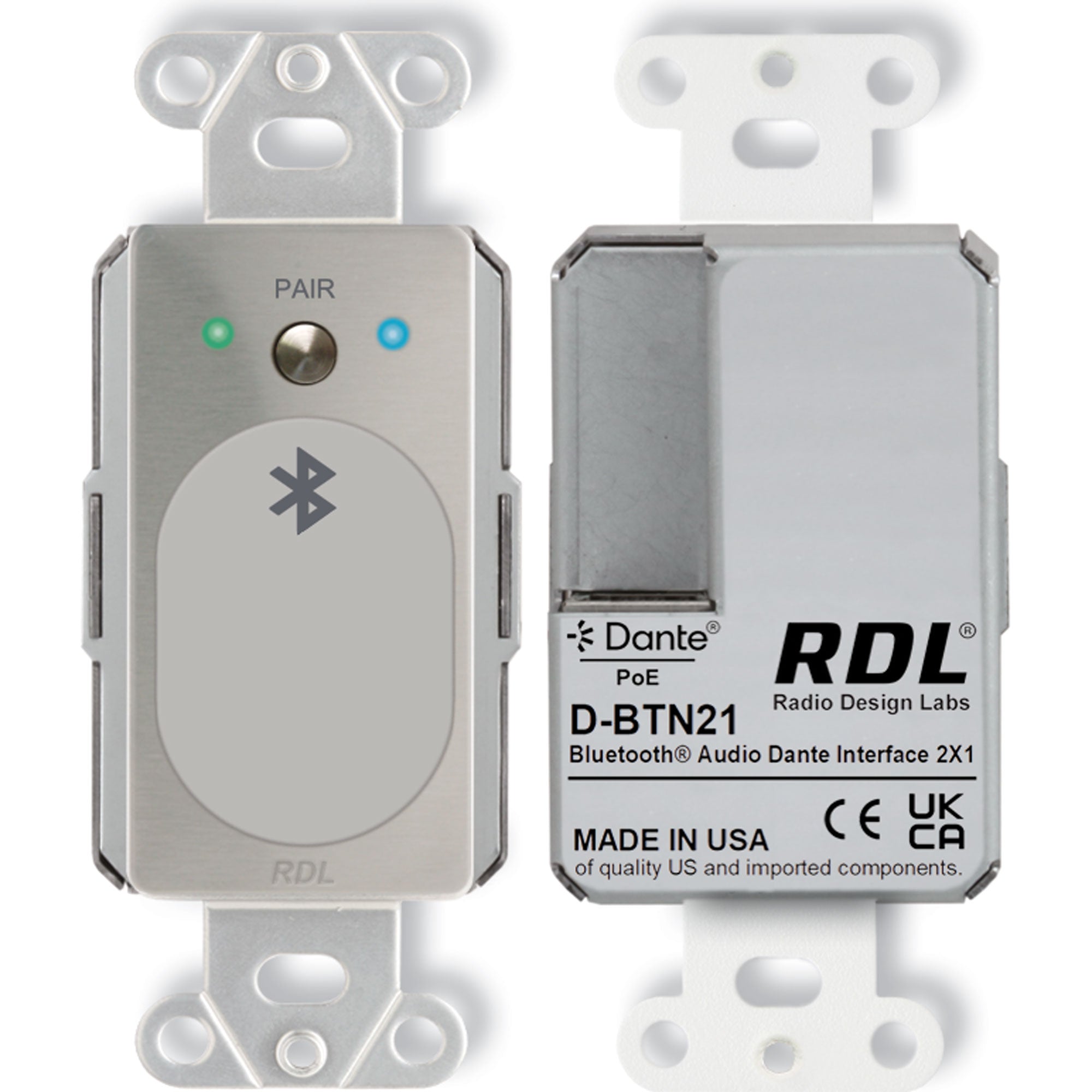 RDL DS-BTN21 Bluetooth Audio Dante Network Interface (Stainless Steel)