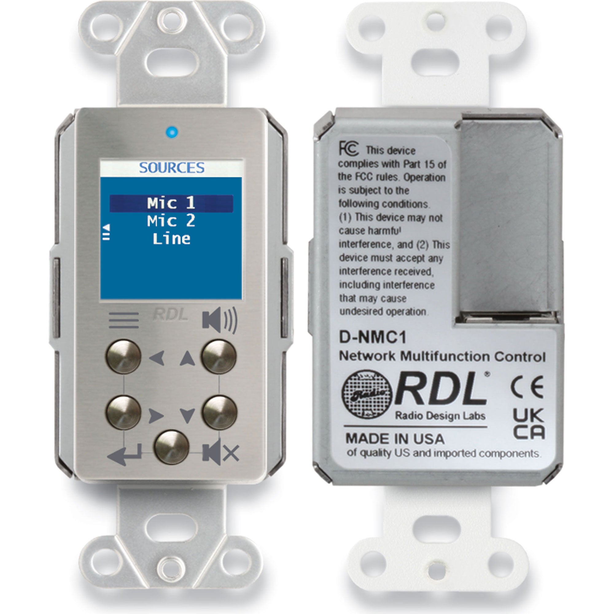 RDL DS-NMC1 Network Remote Control with Screen - Dante (Stainless Steel)