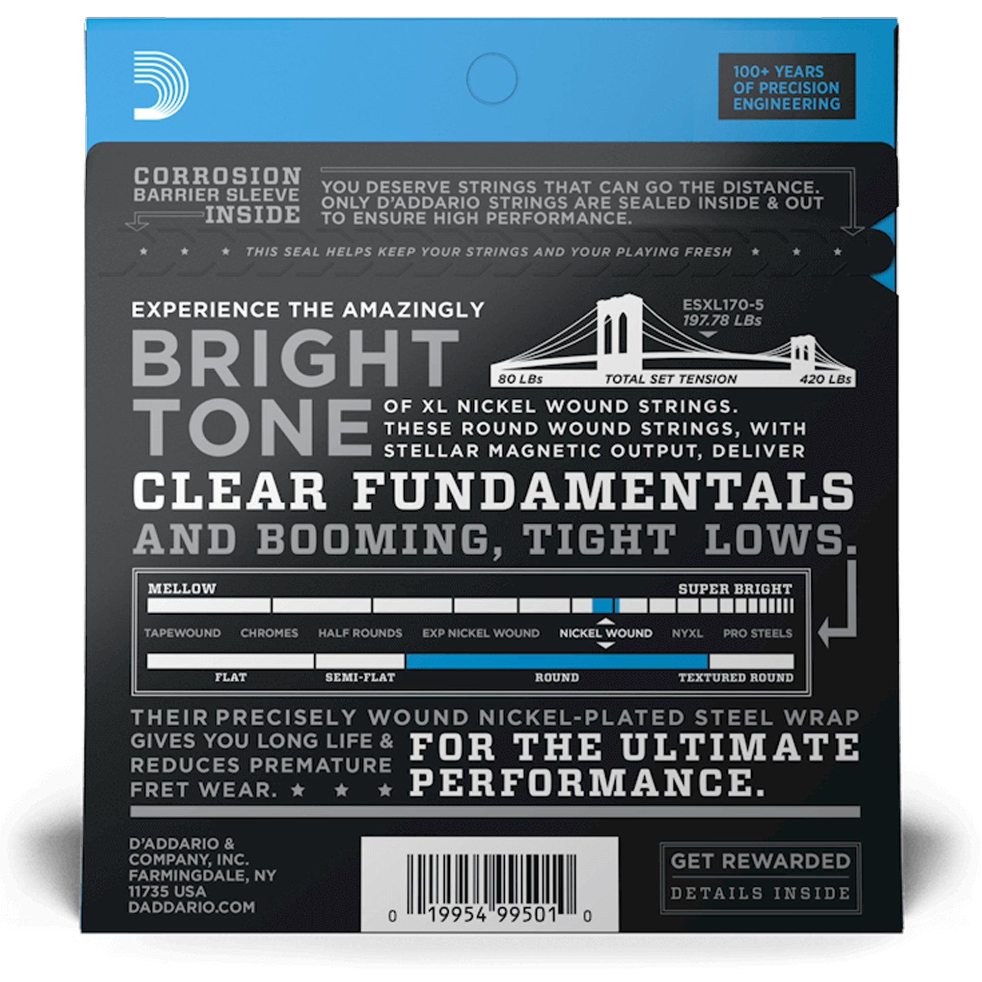 D'Addario EXL170-5 5-String Bass Guitar Strings (45-130)