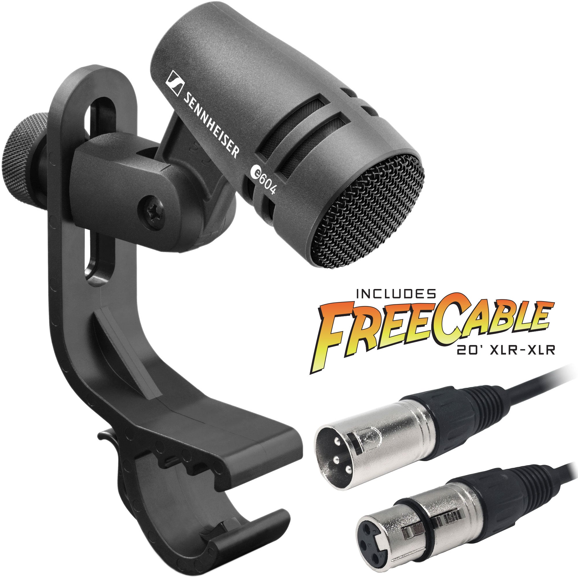 Sennheiser e 604 Cardioid Dynamic Instrument Microphone with FREE 20' XLR Cable