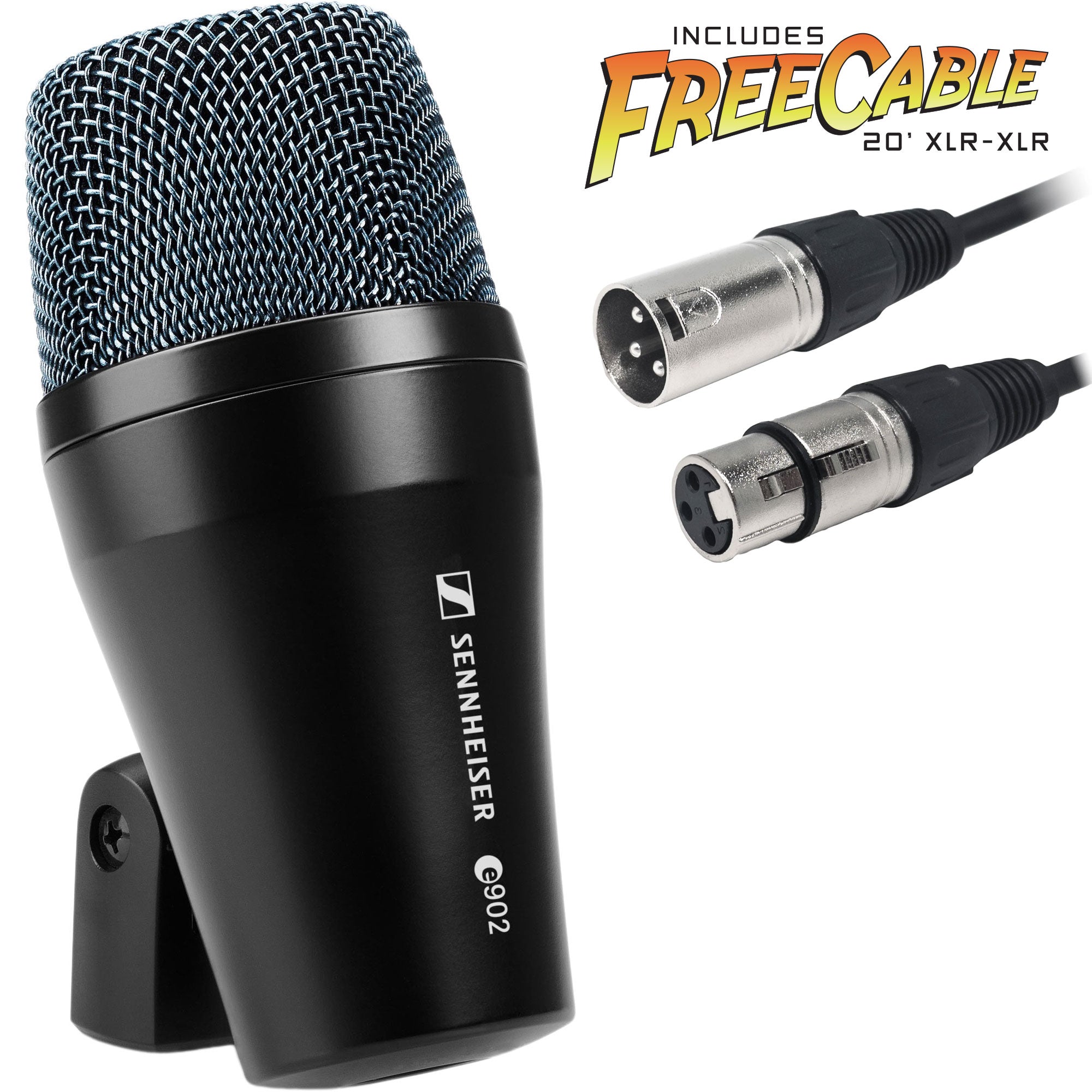 Sennheiser e 902 Cardioid Dynamic Kick Drum Microphone with FREE 20' XLR Cable