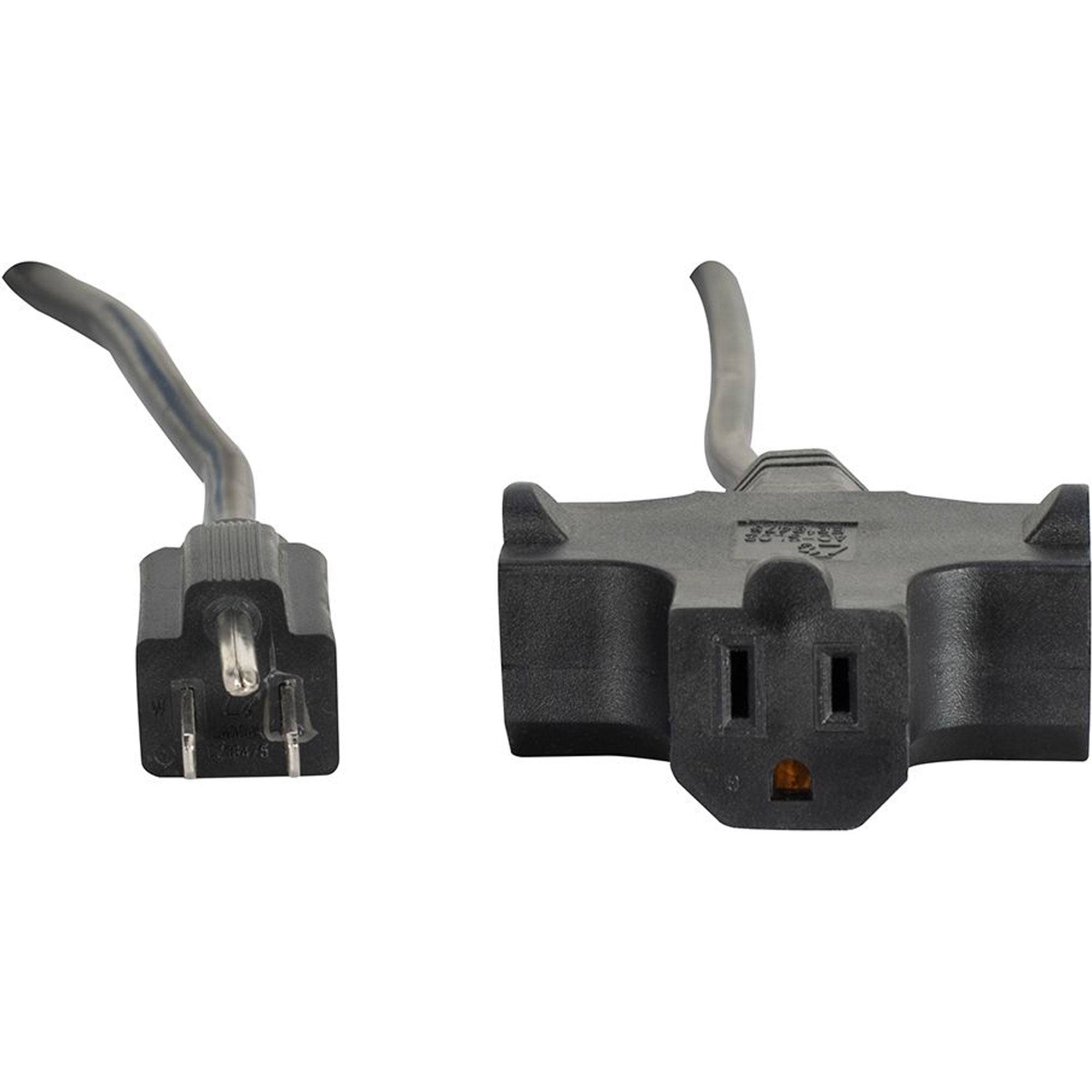 American DJ Accu-Cable EC163-3FER10 16AWG Edison AC Power Extension Cord with 3 Plugs (10', Black)