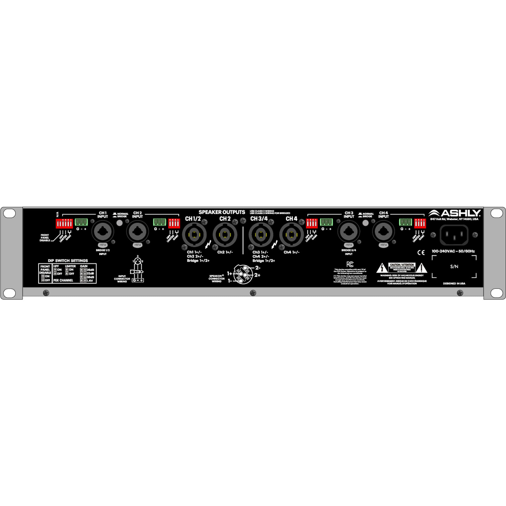 Ashly EcoTour 500.4 High-Efficiency 4-Channel 2000W Touring Power Amplifier