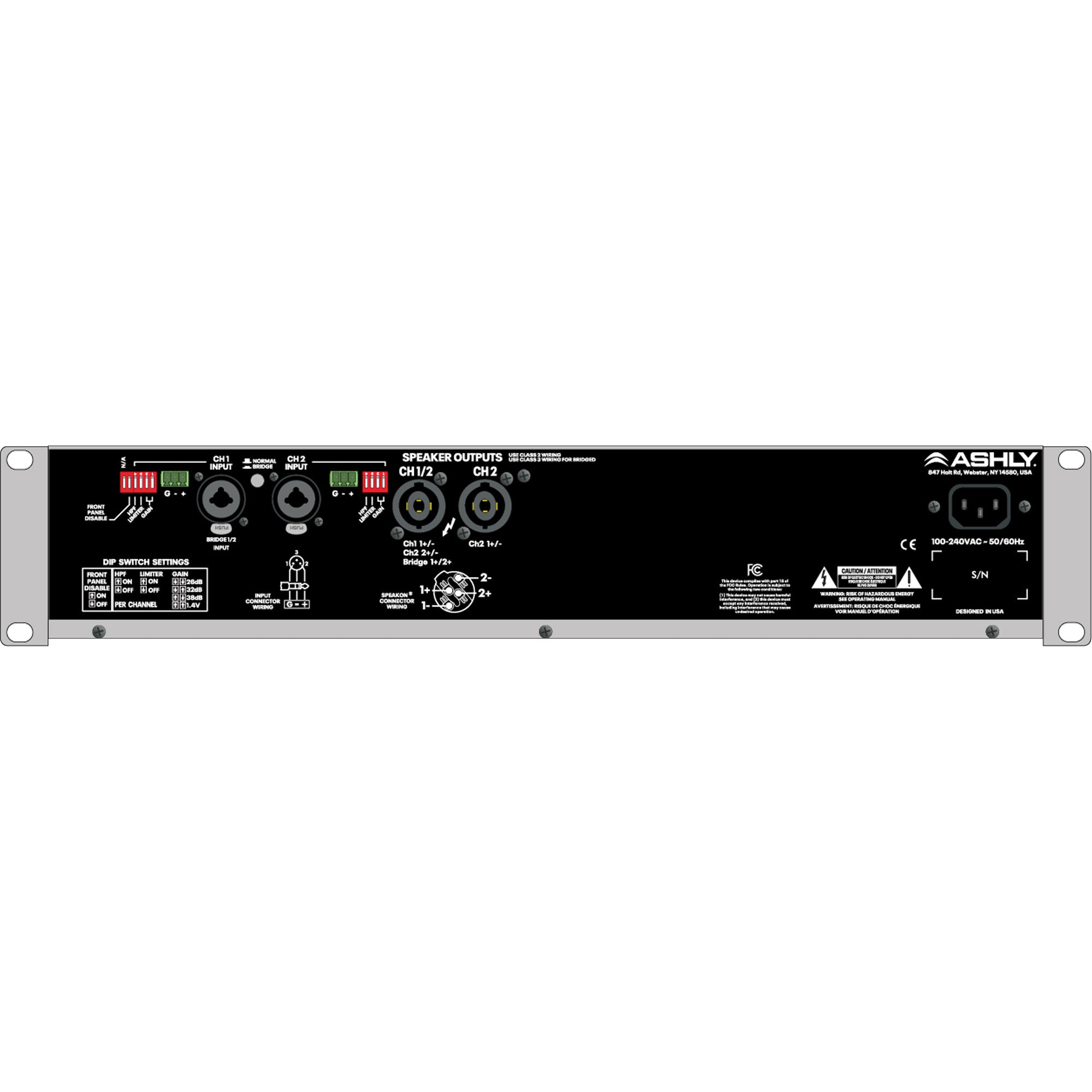 Ashly EcoTour 500.2 High-Efficiency 2-Channel 1000W Touring Power Amplifier
