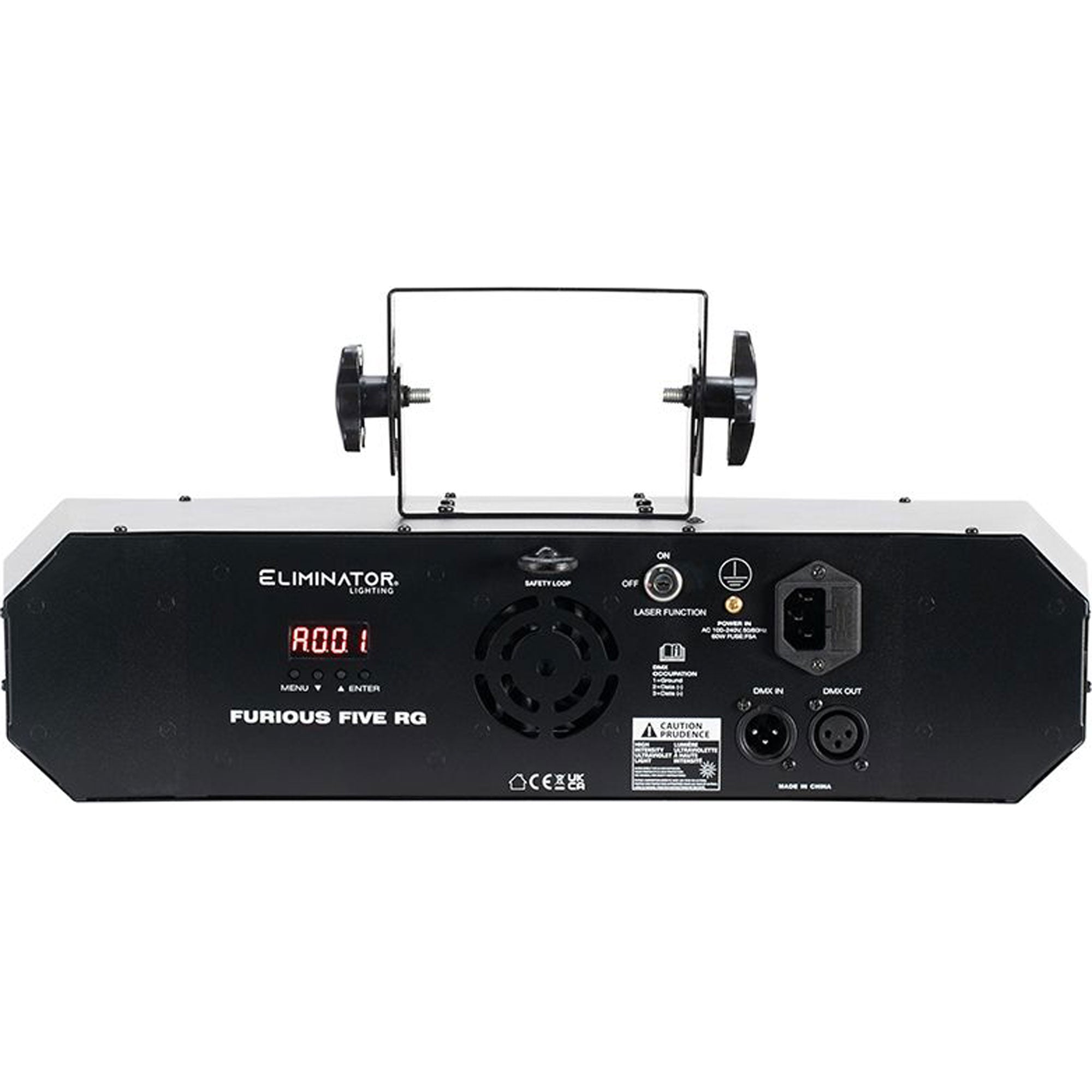 Eliminator Lighting Furious Five RG 5-In-1 Derby, Laser Beams, UV, Wash and Strobe Effect Light
