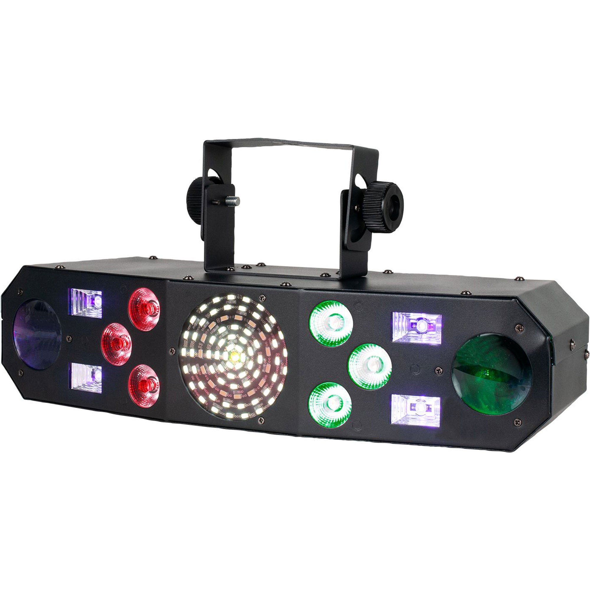 Eliminator Lighting Furious Five RG 5-In-1 Derby, Laser Beams, UV, Wash and Strobe Effect Light