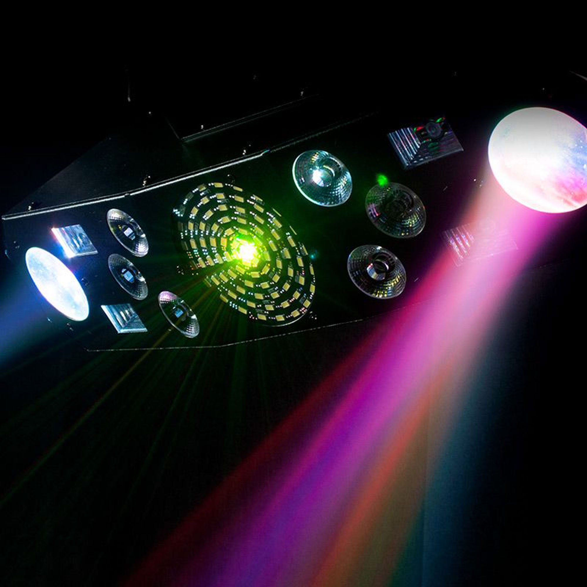 Eliminator Lighting Furious Five RG 5-In-1 Derby, Laser Beams, UV, Wash and Strobe Effect Light