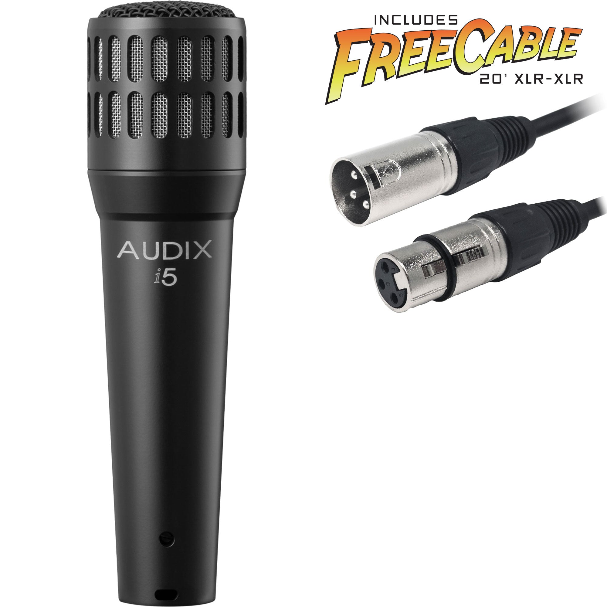 Audix i5 Dynamic Cardioid Instrument Microphone with FREE 20' XLR Cable