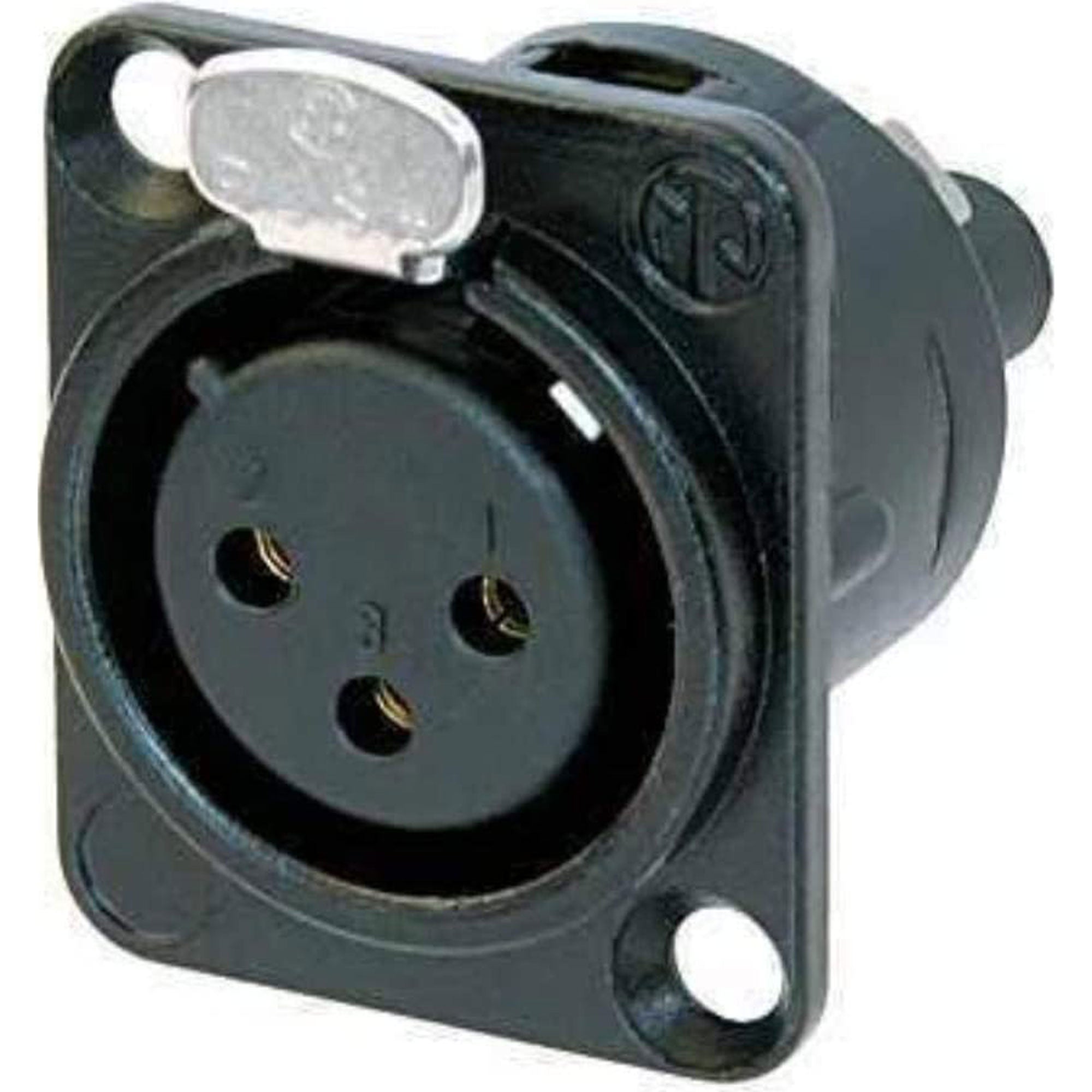 Neutrik NC3FD-S-1-B Female 3-Pin XLR Chassis Connector with Screw Terminals (Black/Gold, Box of 100)