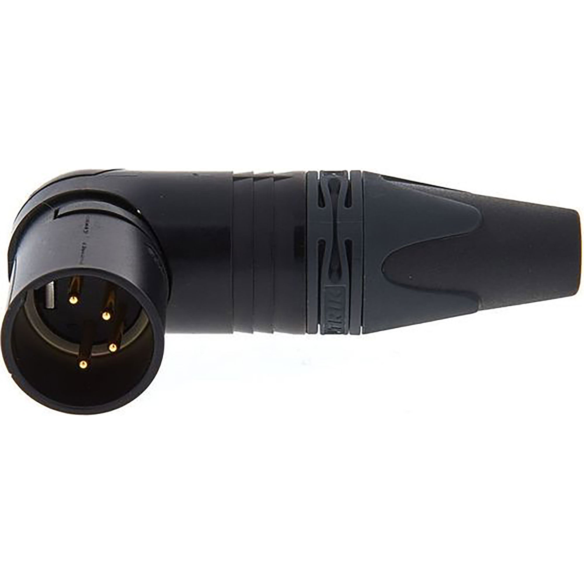 Neutrik NC4MRX-B Male Right Angle 4-Pin XLR Cable Connector (Black/Gold, Box of 50)