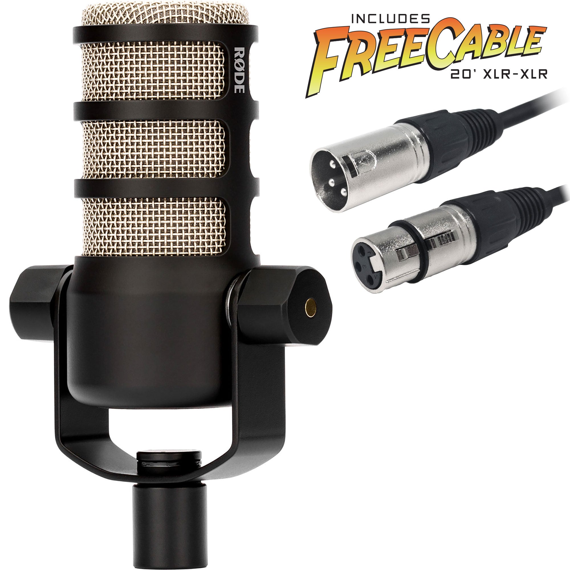 Rode PodMic Dynamic Podcasting & Broadcasting Microphone with FREE 20' XLR Cable
