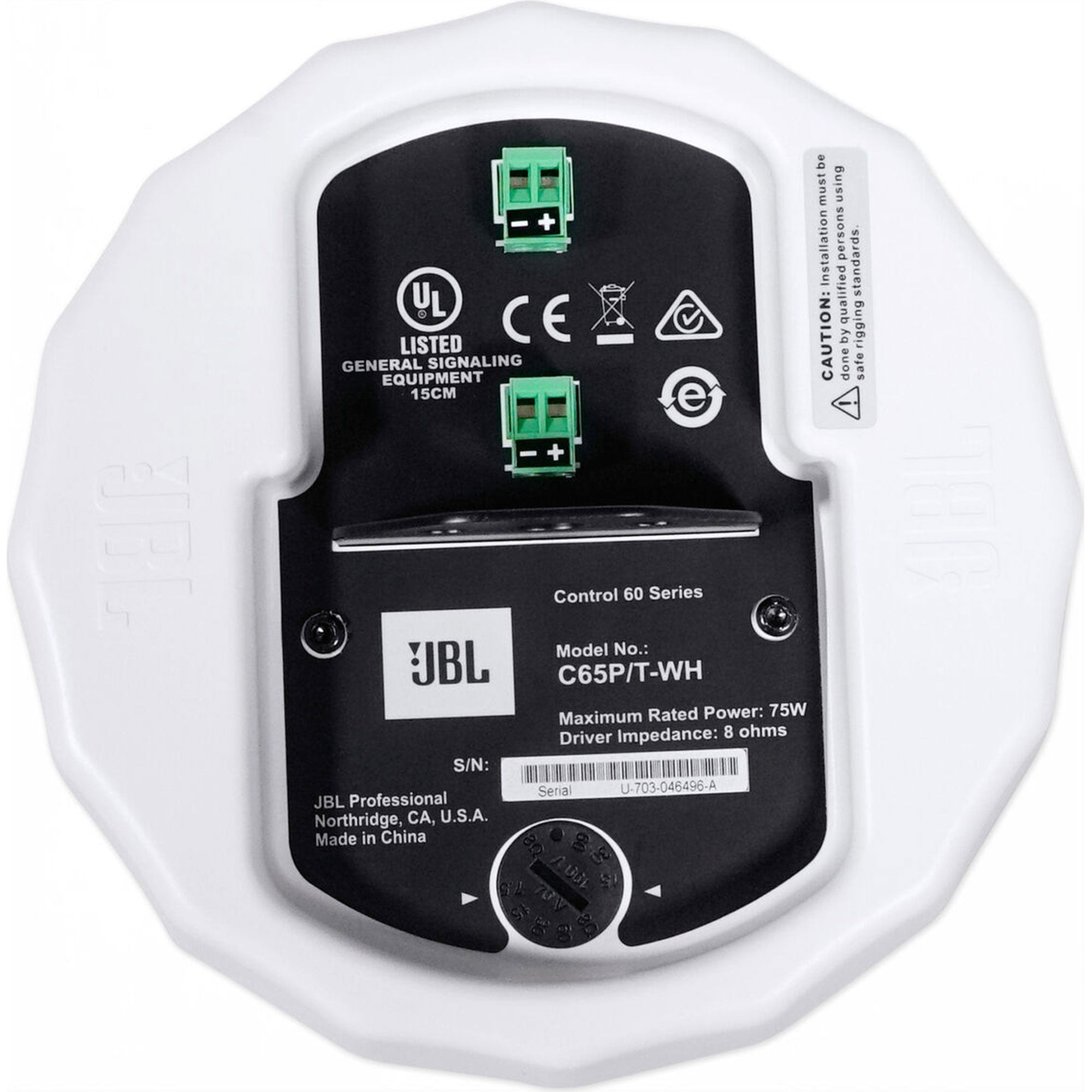 JBL Control 65P/T 5.25" Compact Full-Range Pendant Speaker (White, Pair)