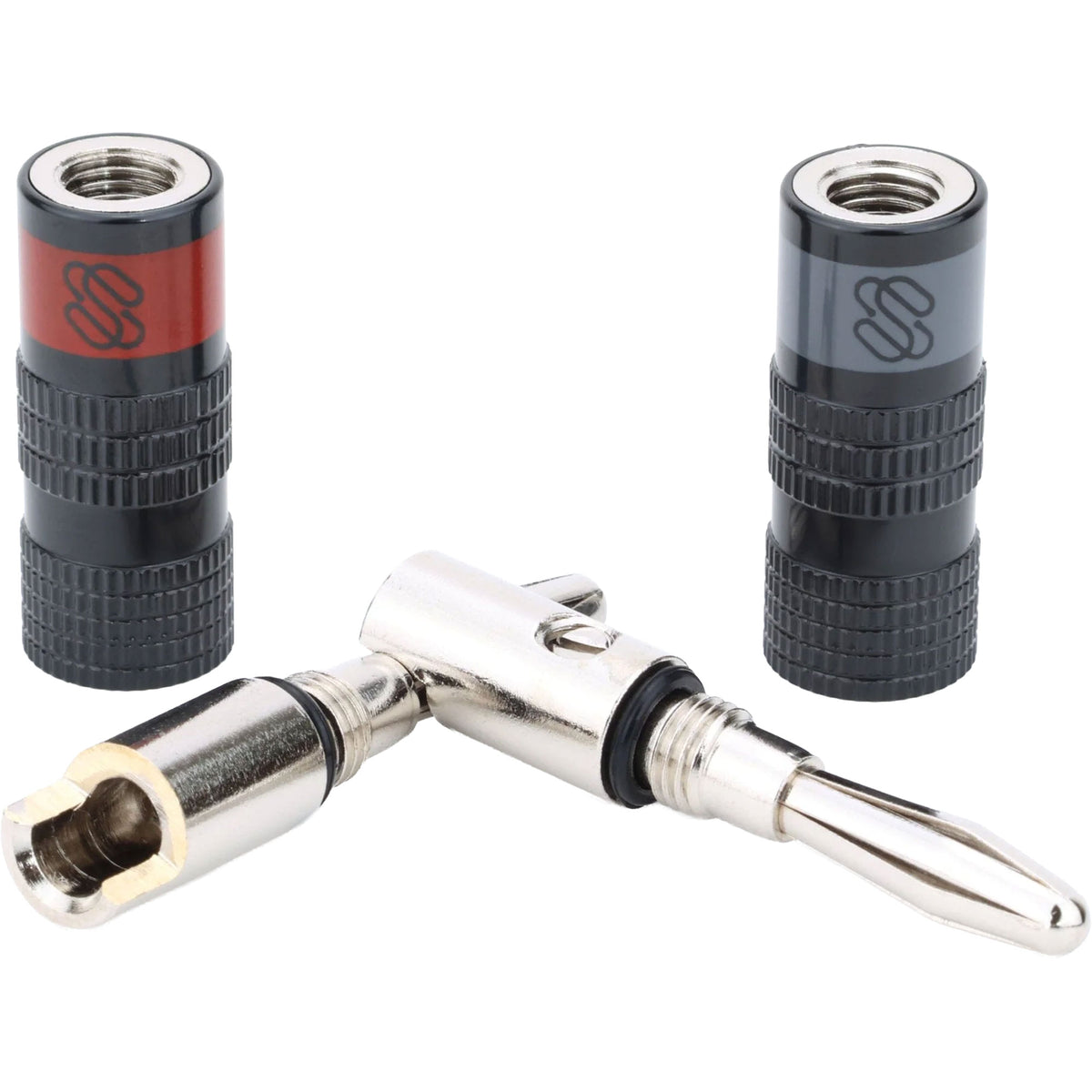 Sewell Silverback Pro Nickel Plated Solder & Screw Banana Plugs Bi-Wire Kit (2 Red & 2 Black) Image 3