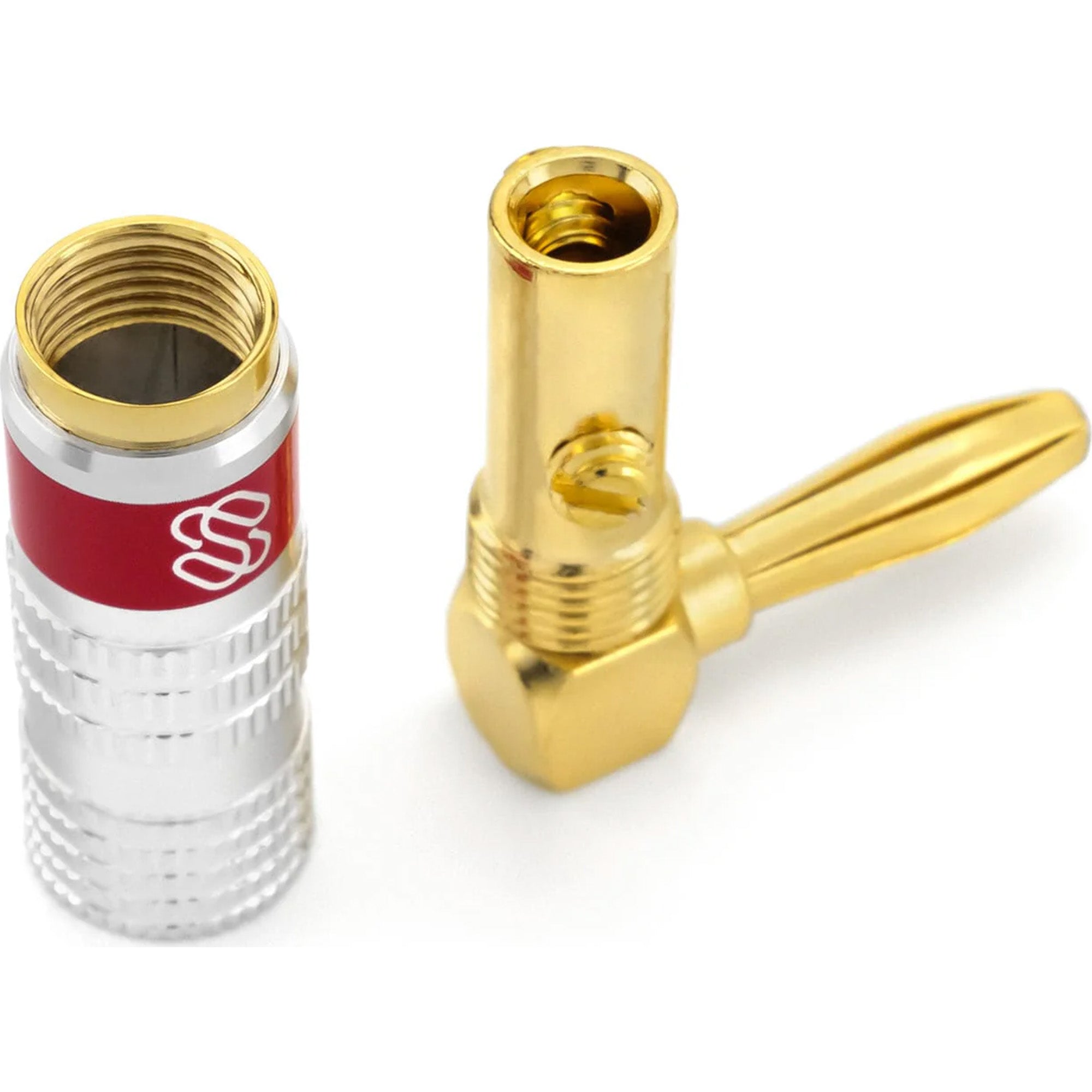 Sewell Silverback Gold Plated Dual-Screw Right Angle Banana Plugs (6 Red & 6 Black)