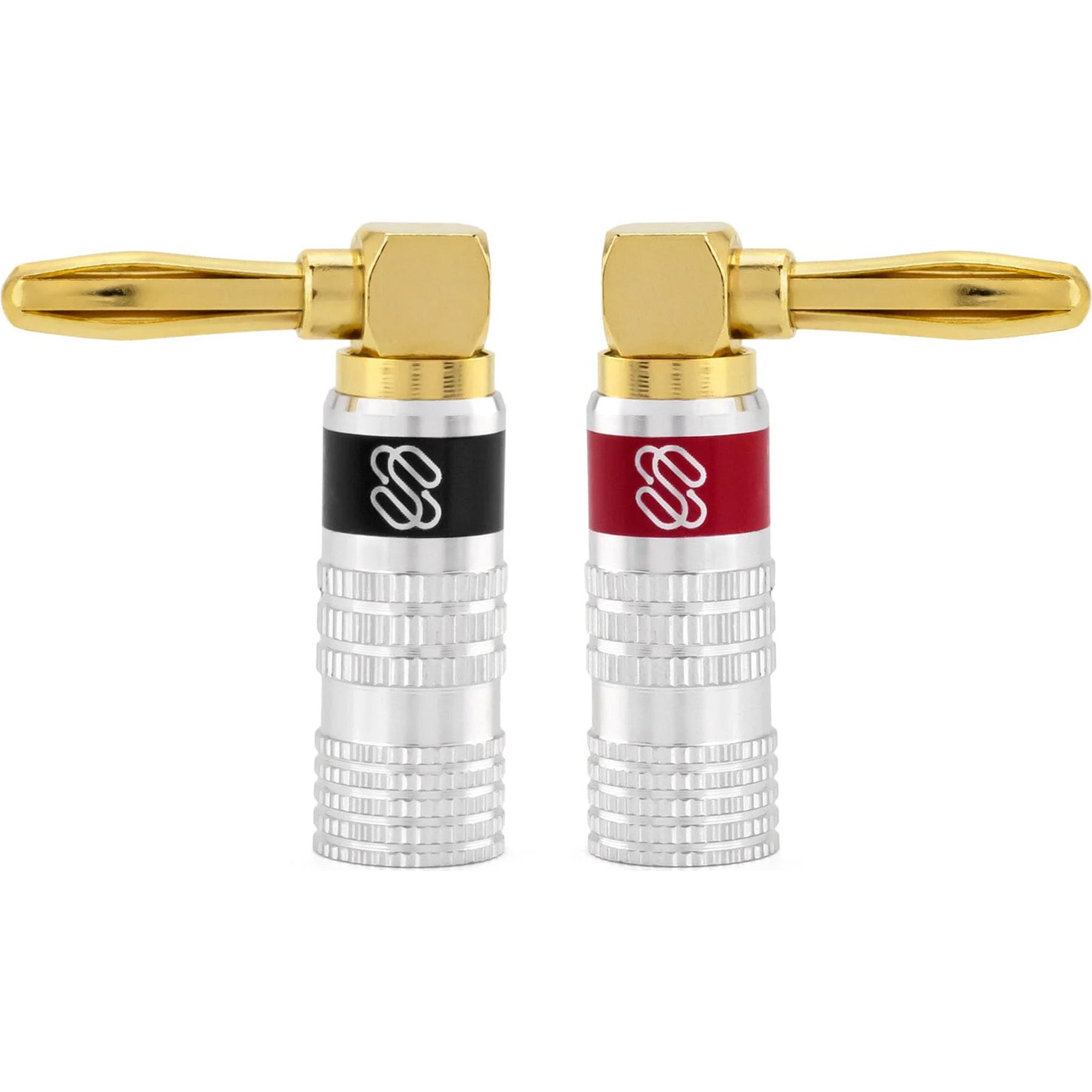 Sewell Silverback Gold Plated Dual-Screw Right Angle Banana Plugs (6 Red & 6 Black)