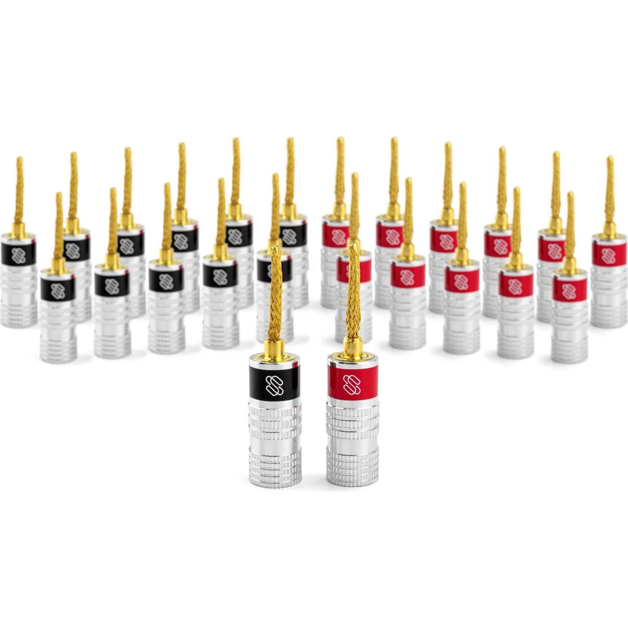 Sewell Silverback Gold Plated Flex Pin Speaker Plugs Box of 12 Pairs (12 Red & 12 Black)