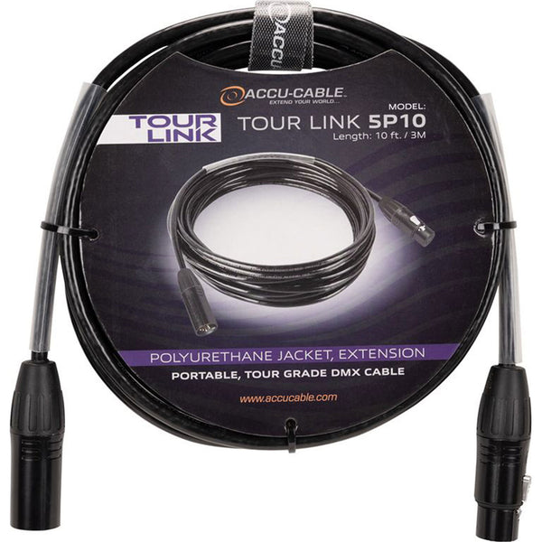 American DJ Tour Link 5P10 Professional Accu-Cable Series 5-Pin DMX Cable (10')