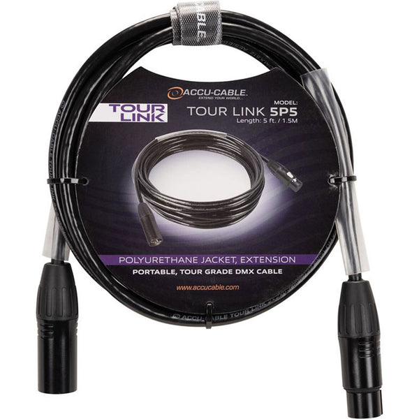 American DJ Tour Link 5P5 Professional Accu-Cable Series 5-Pin DMX Cable (5')