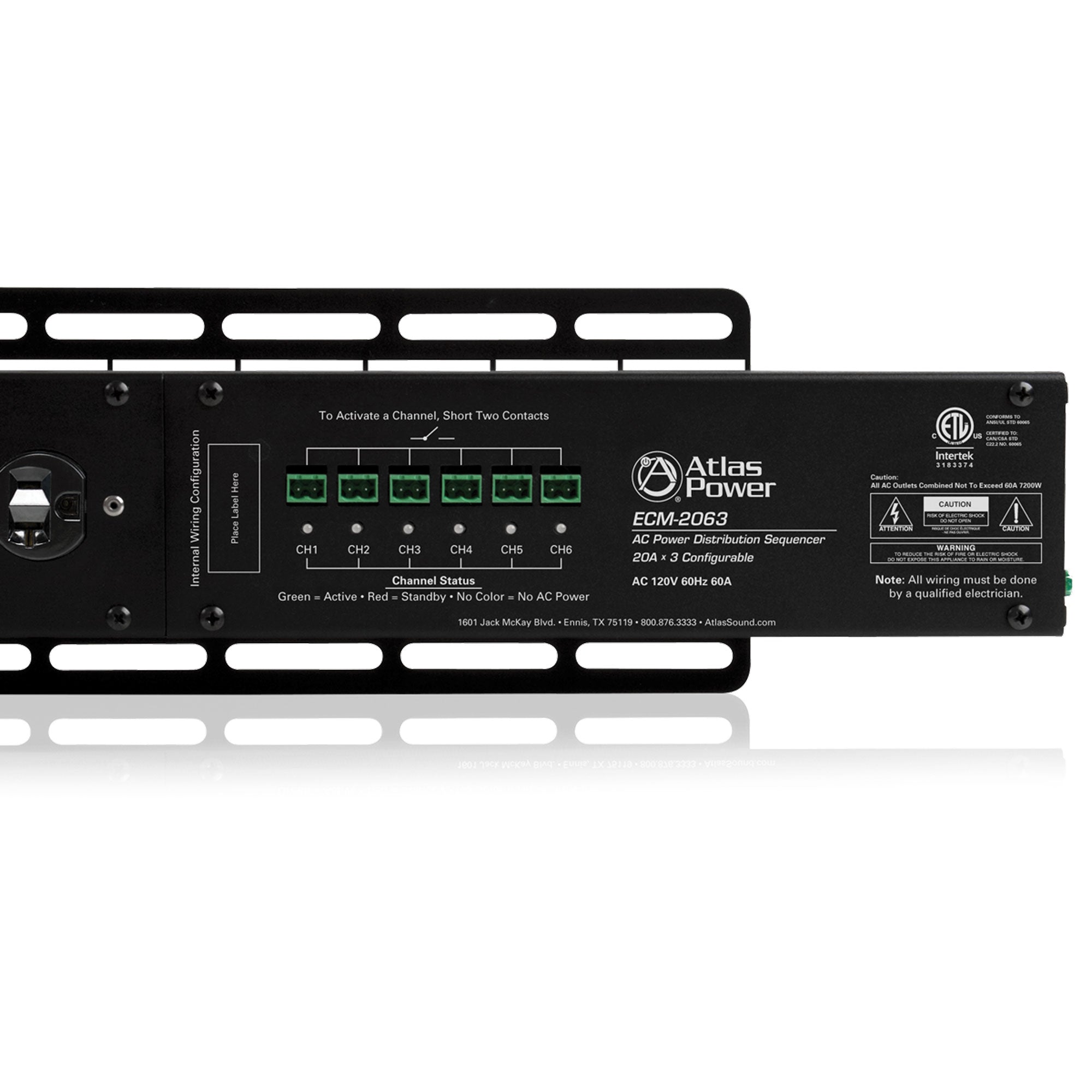 AtlasIED ECM-2063 20A+20A+20A AC Power Distribution Sequencer Raceway