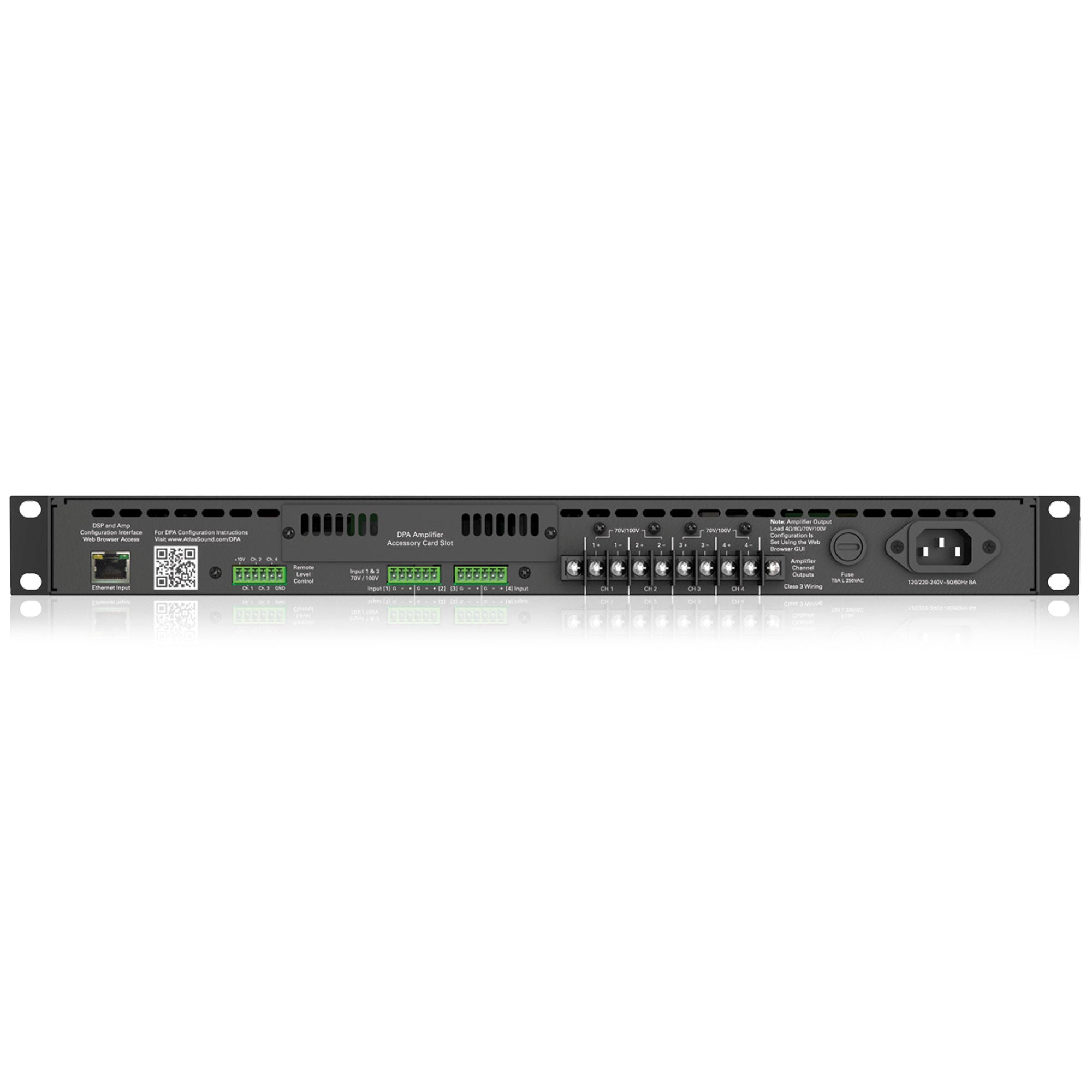 AtlasIED DPA1202 1200-Watt Networkable Multi-Channel Power Amplifier with Dante Network Audio